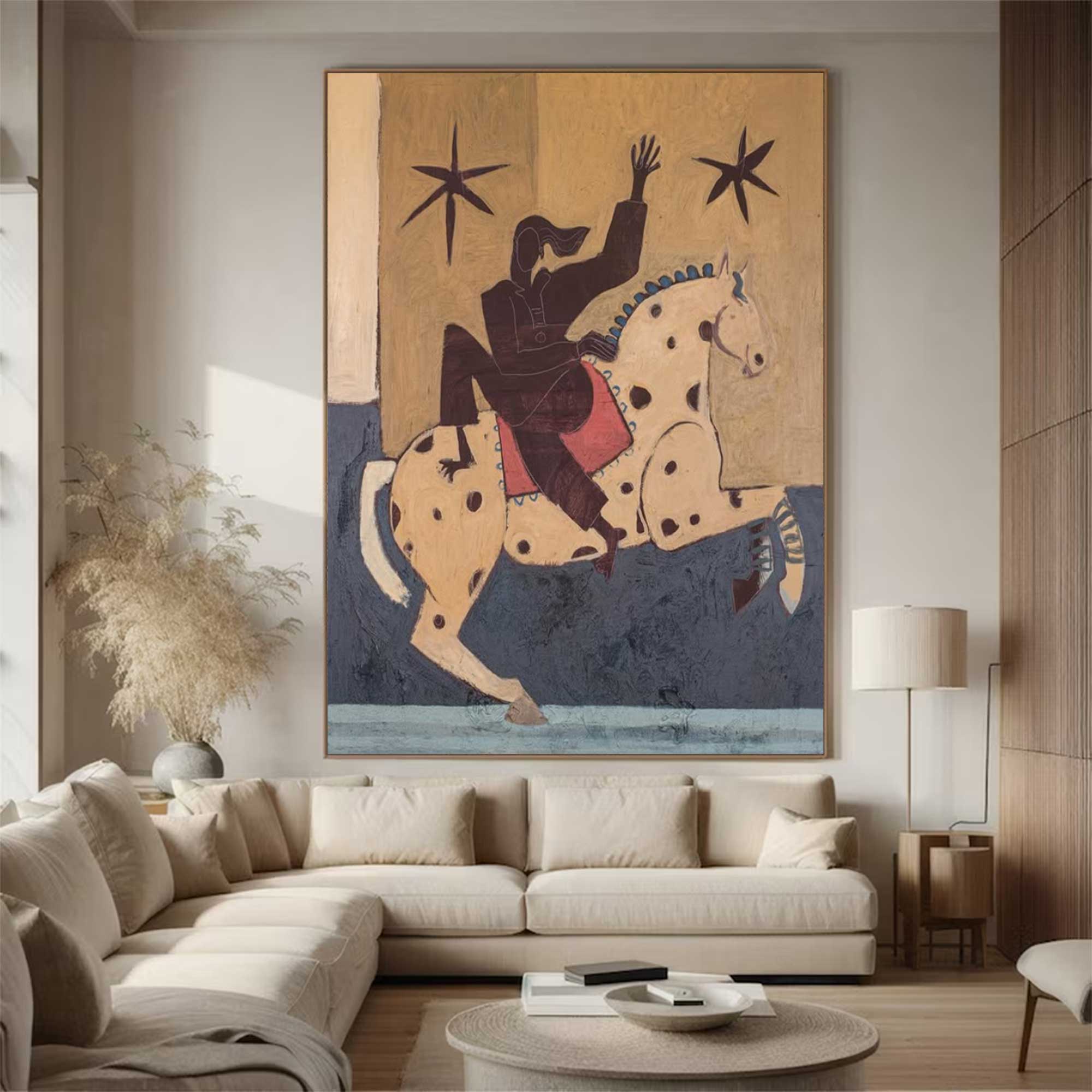 Surreal Horse Art Painting Whimsical Figure & Horse Painting