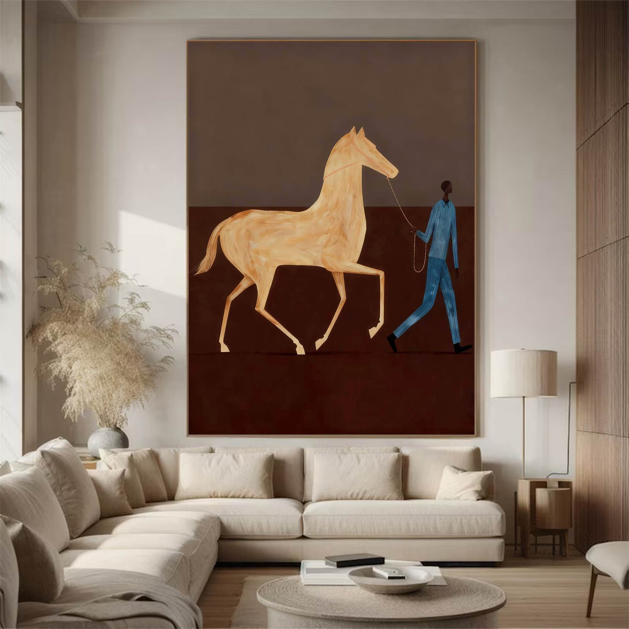 Surreal Horse Art Painting Horse Painting Modern Folk Art Horse & Rider