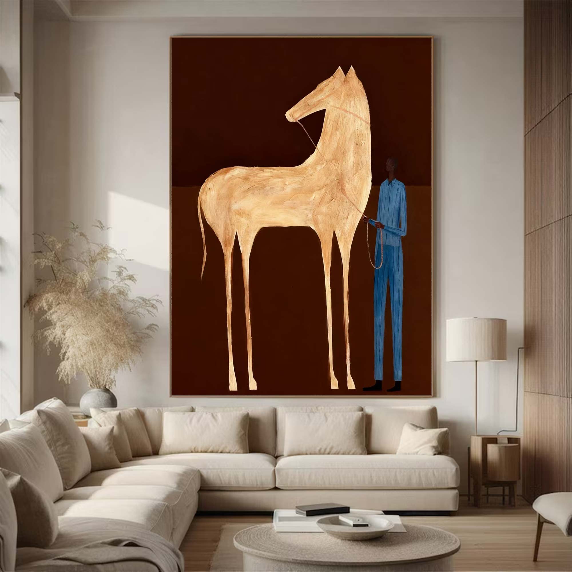 Surreal Horse Art Painting Horse Painting Modern Folk Art Horse & Rider