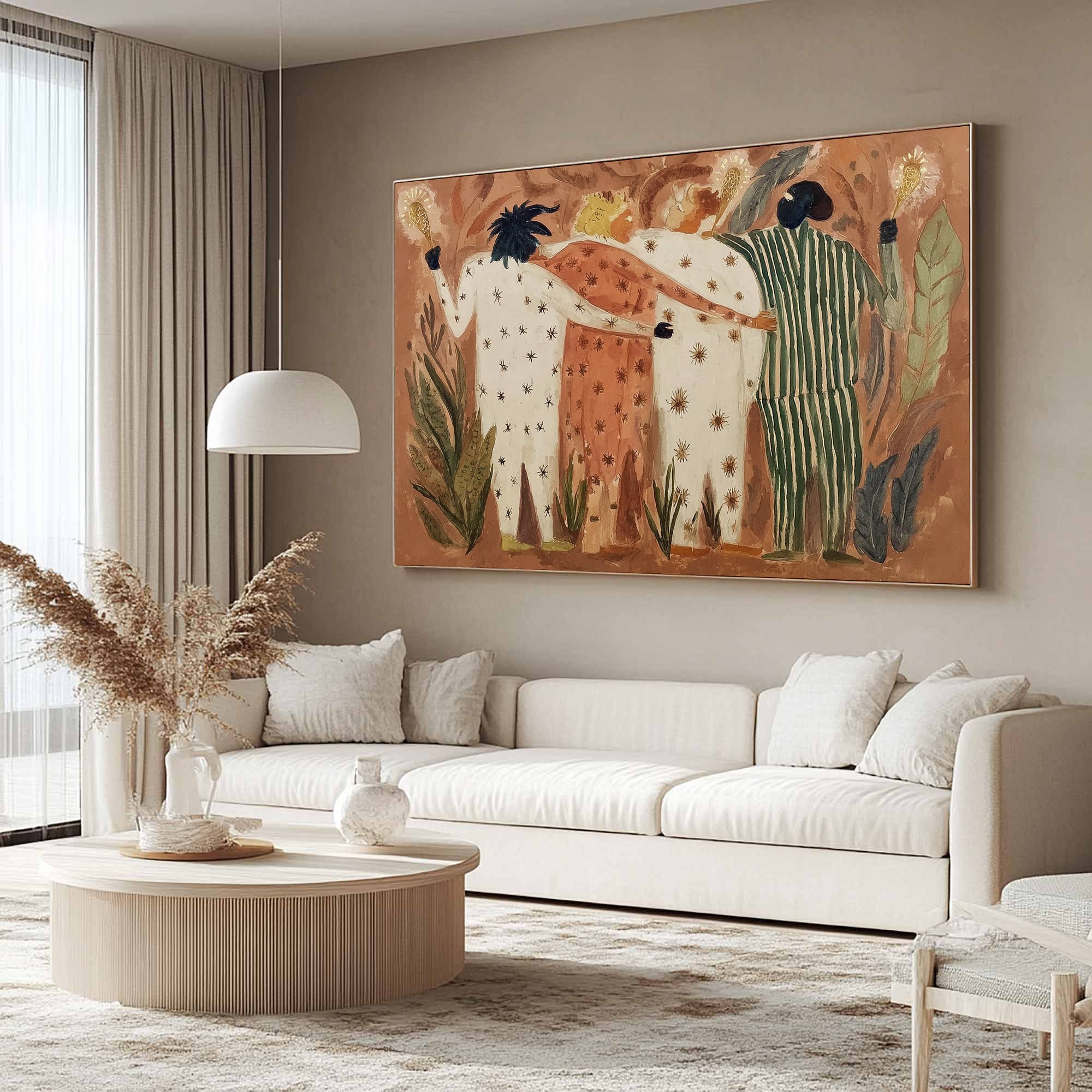 Bohemian folk style art Painting Primitive style figure art