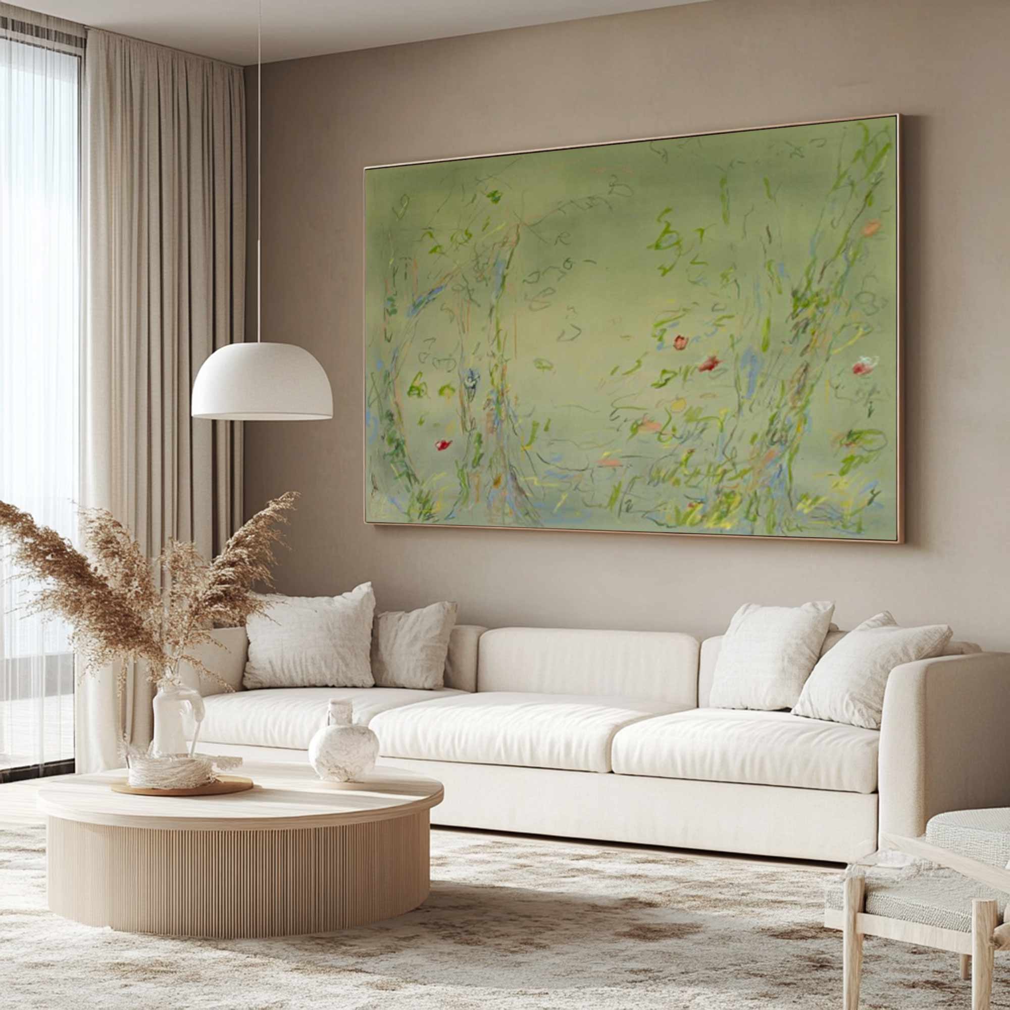 Green plant painting, green graffiti art, green flower painting