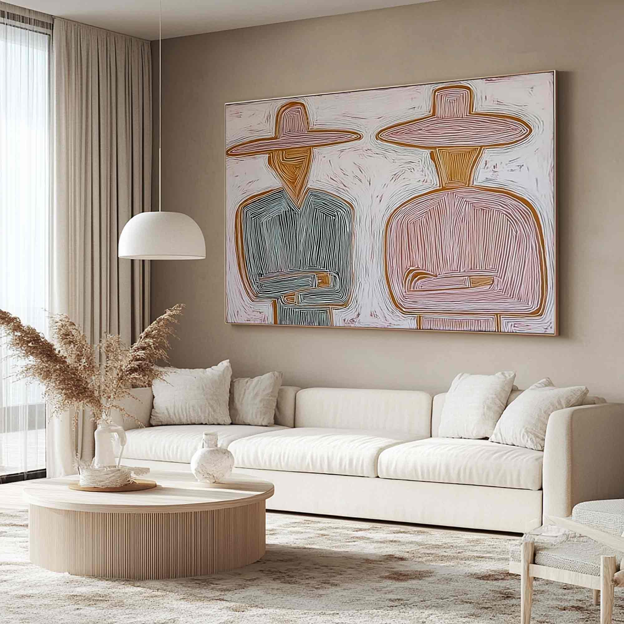 Two cowboys abstract painting Western cowboys abstract figure decor