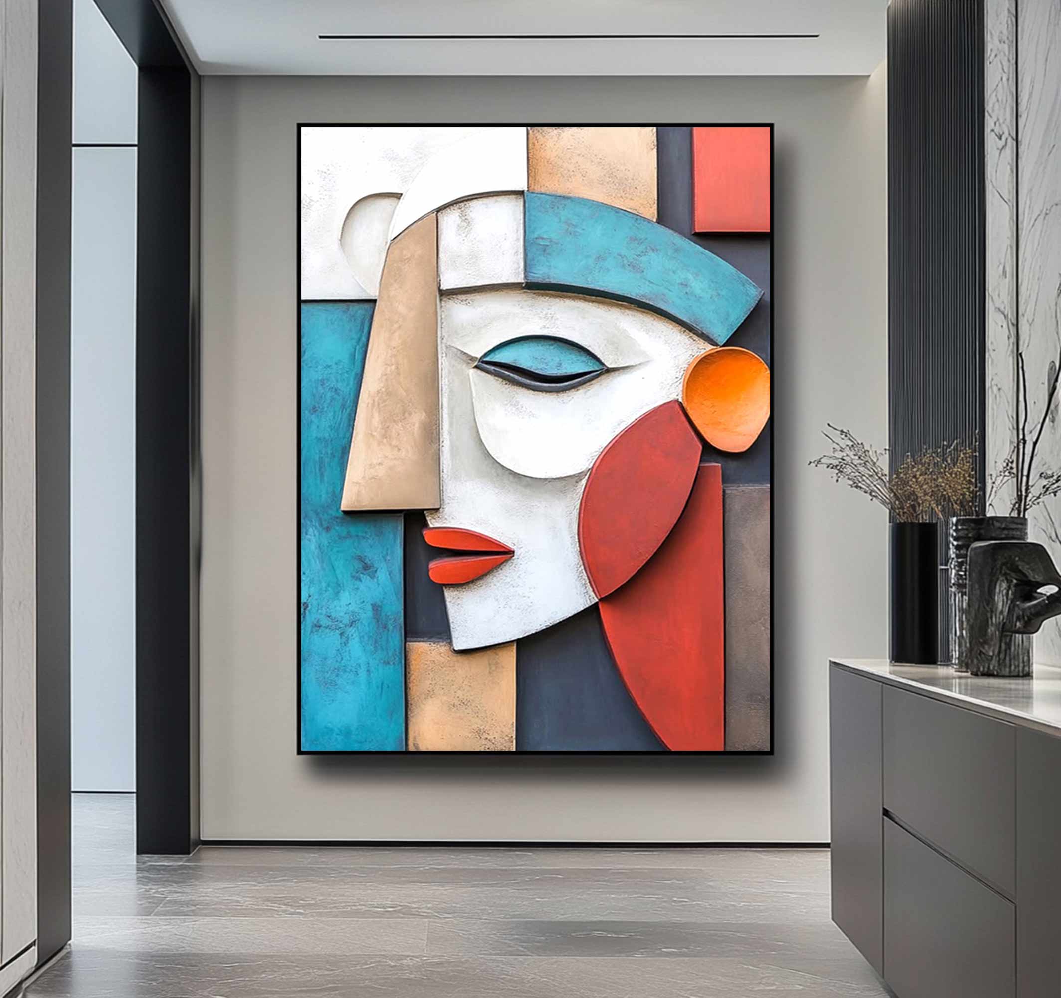 Wood carving wall art Wooden wall decor Art face 3D Textured Wall Decor