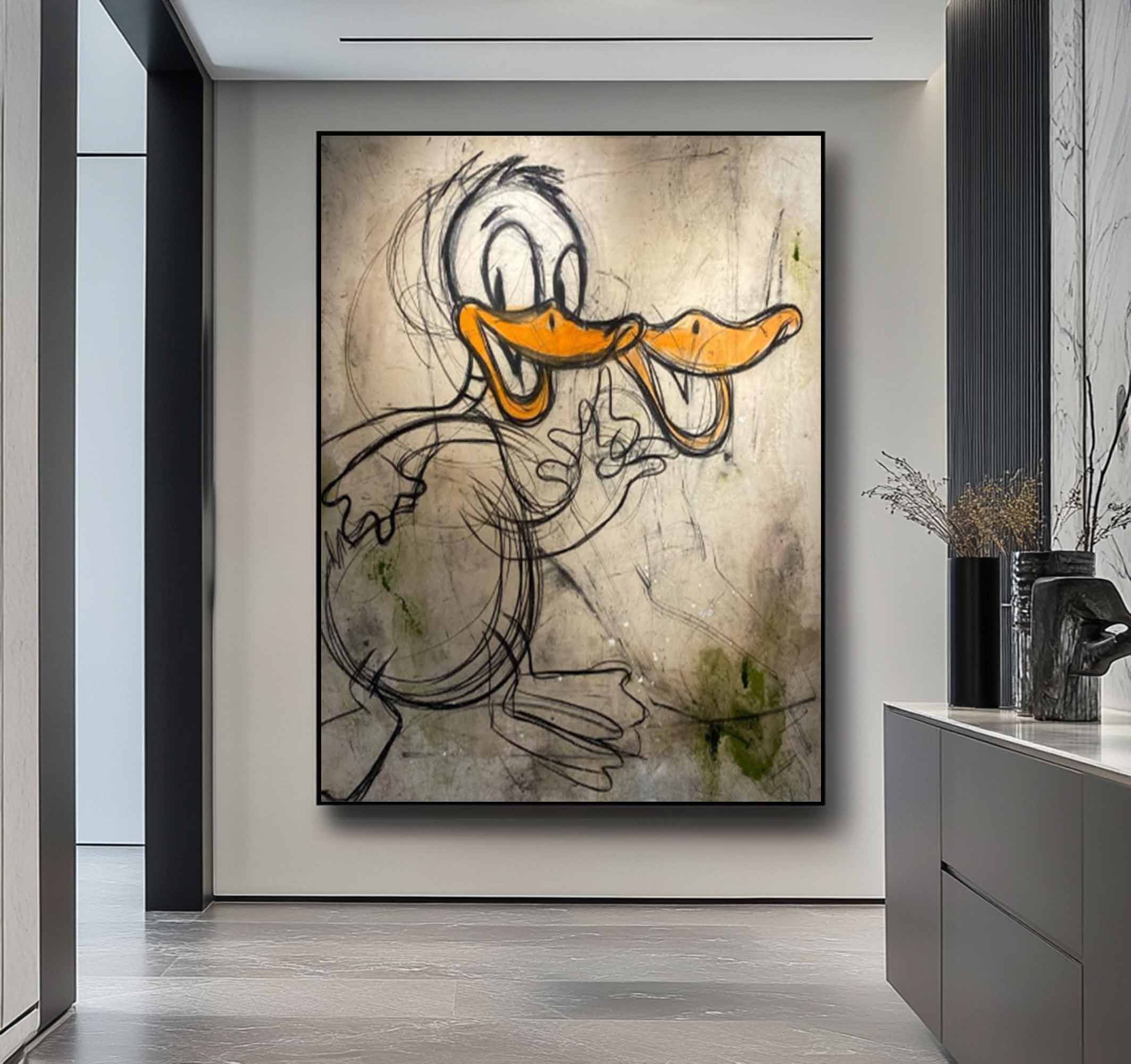 Donald Duck cartoon Graffiti art street art style graffiti wall decor