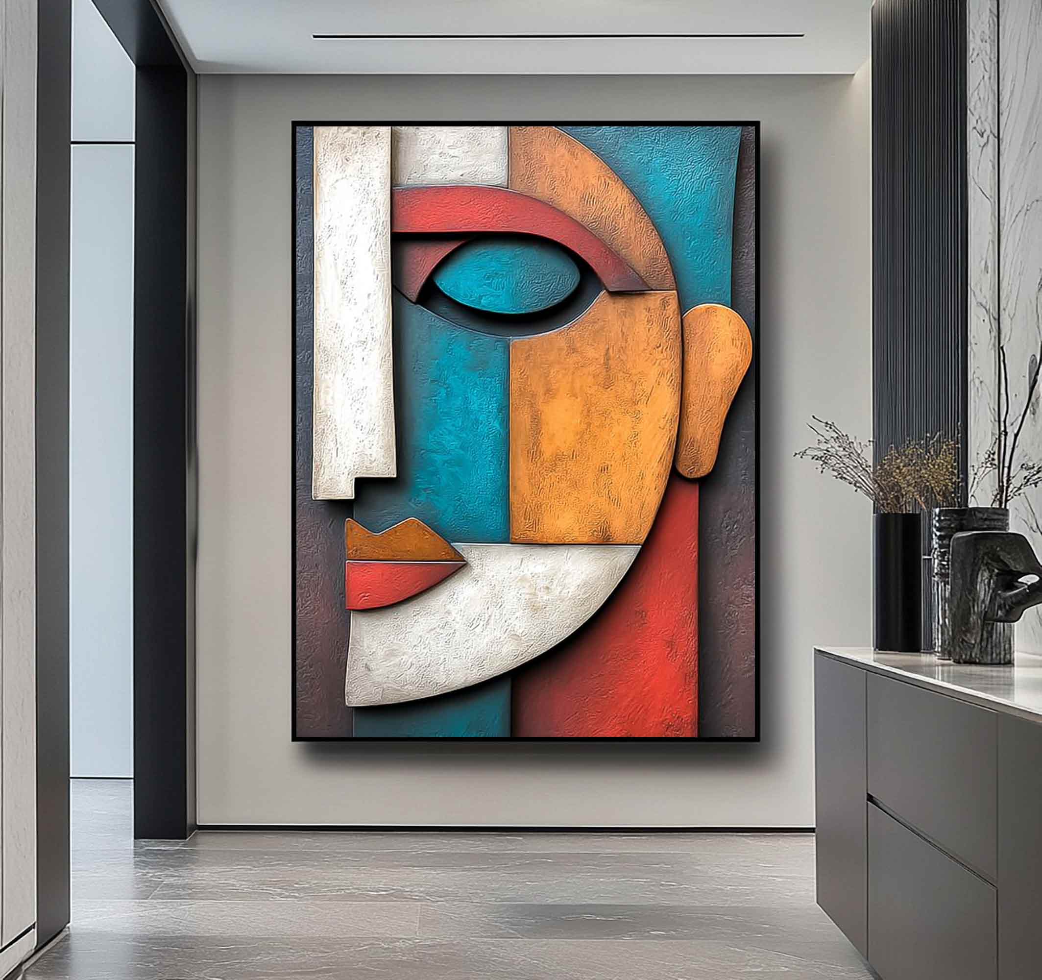 Face 3D Textured Wall Decor Face Sculptured art Painting Textured art