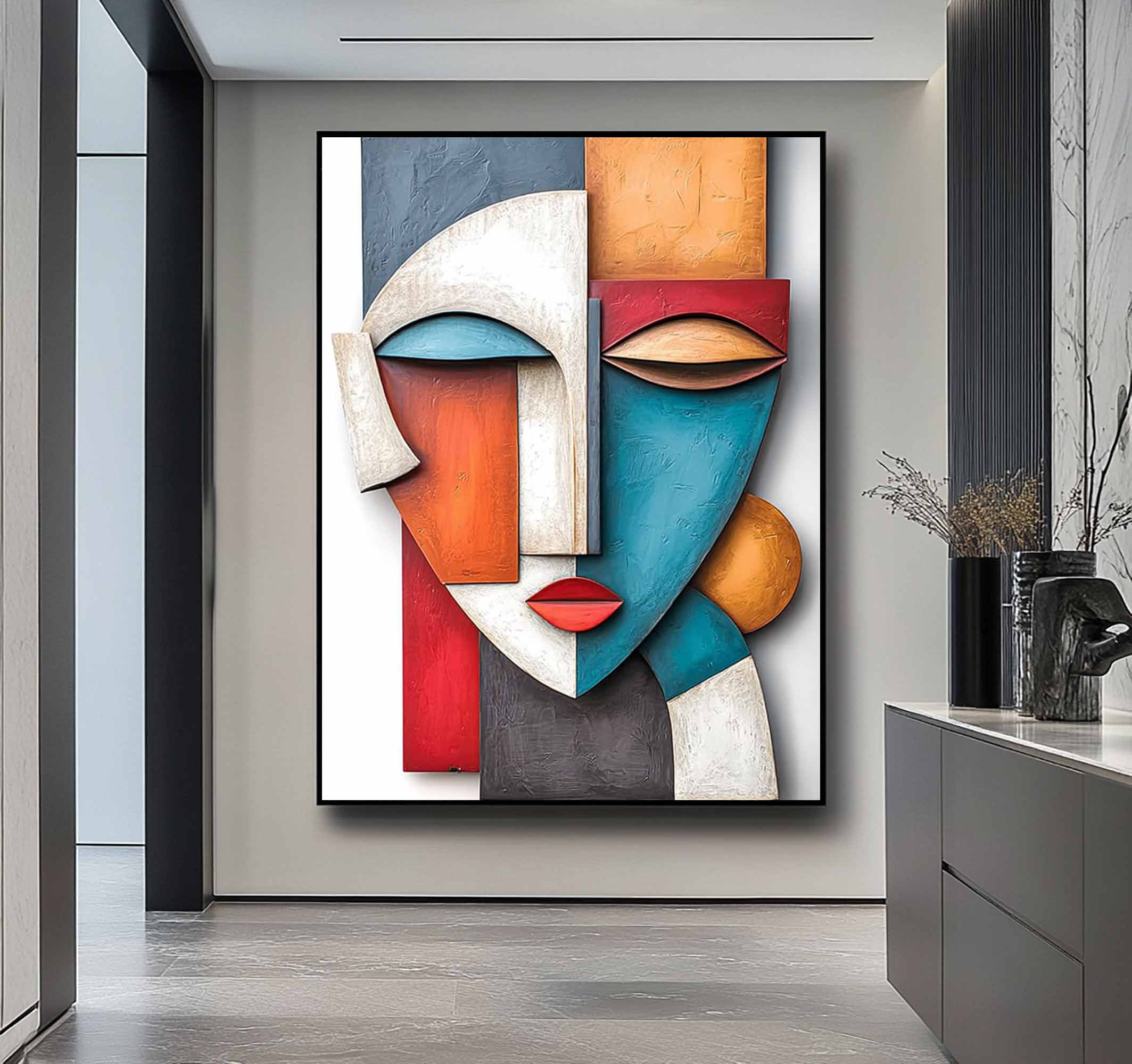 face 3D Textured Wall Decor face Sculptured art Painting Face painting