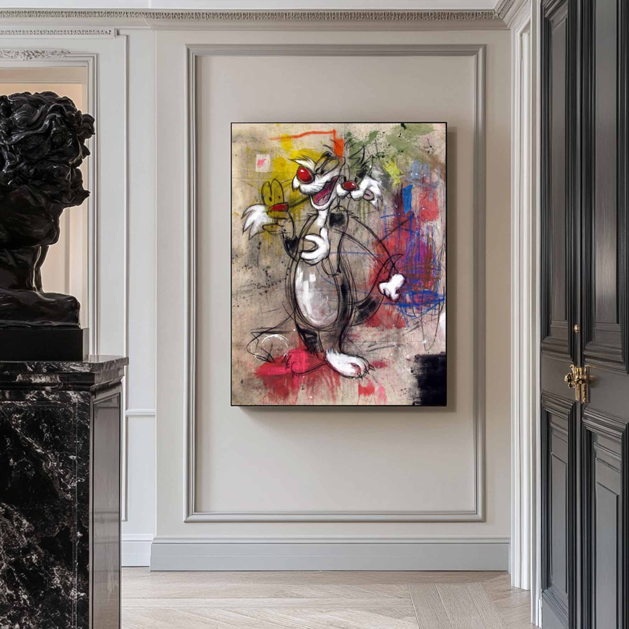 Basquiat style art colorful Pop graffiti Art street graffiti art