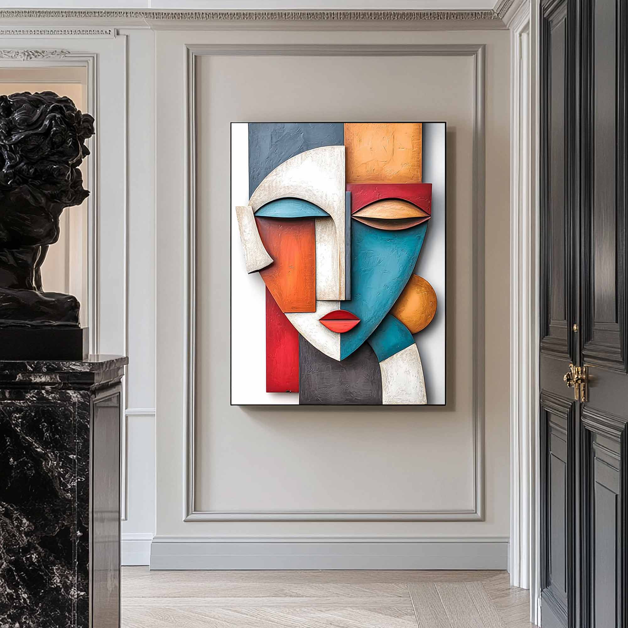 face 3D Textured Wall Decor face Sculptured art Painting Face painting