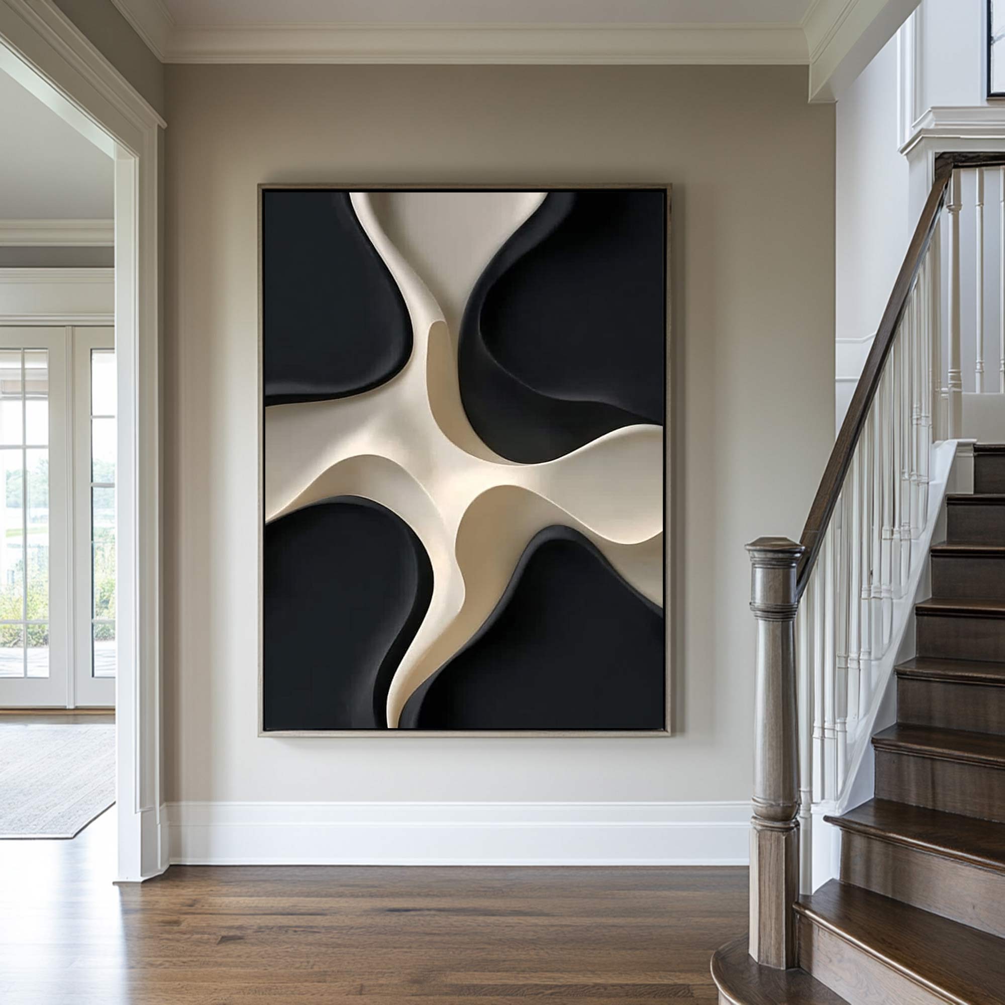 Black and white texture wall decor wood sculpture wall decor painting