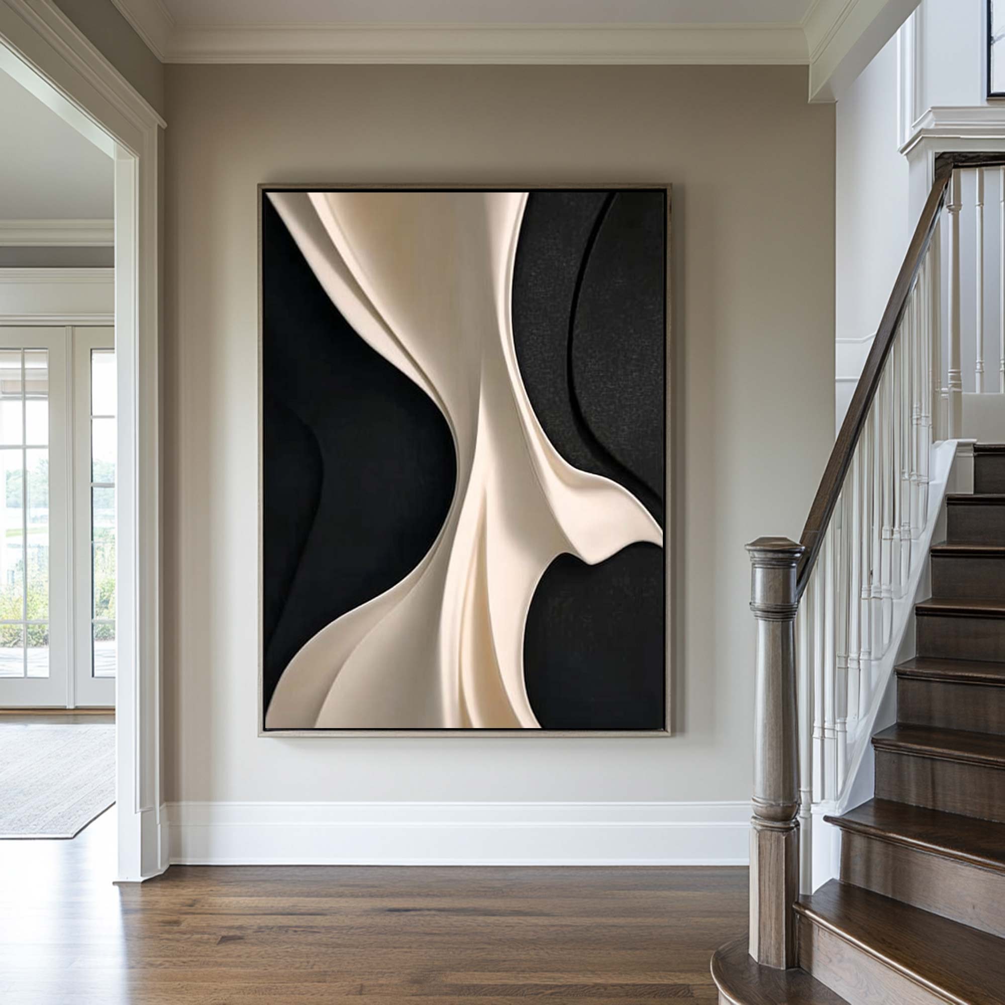 wood sculpture wall art Black and white wood carving texture wall decor