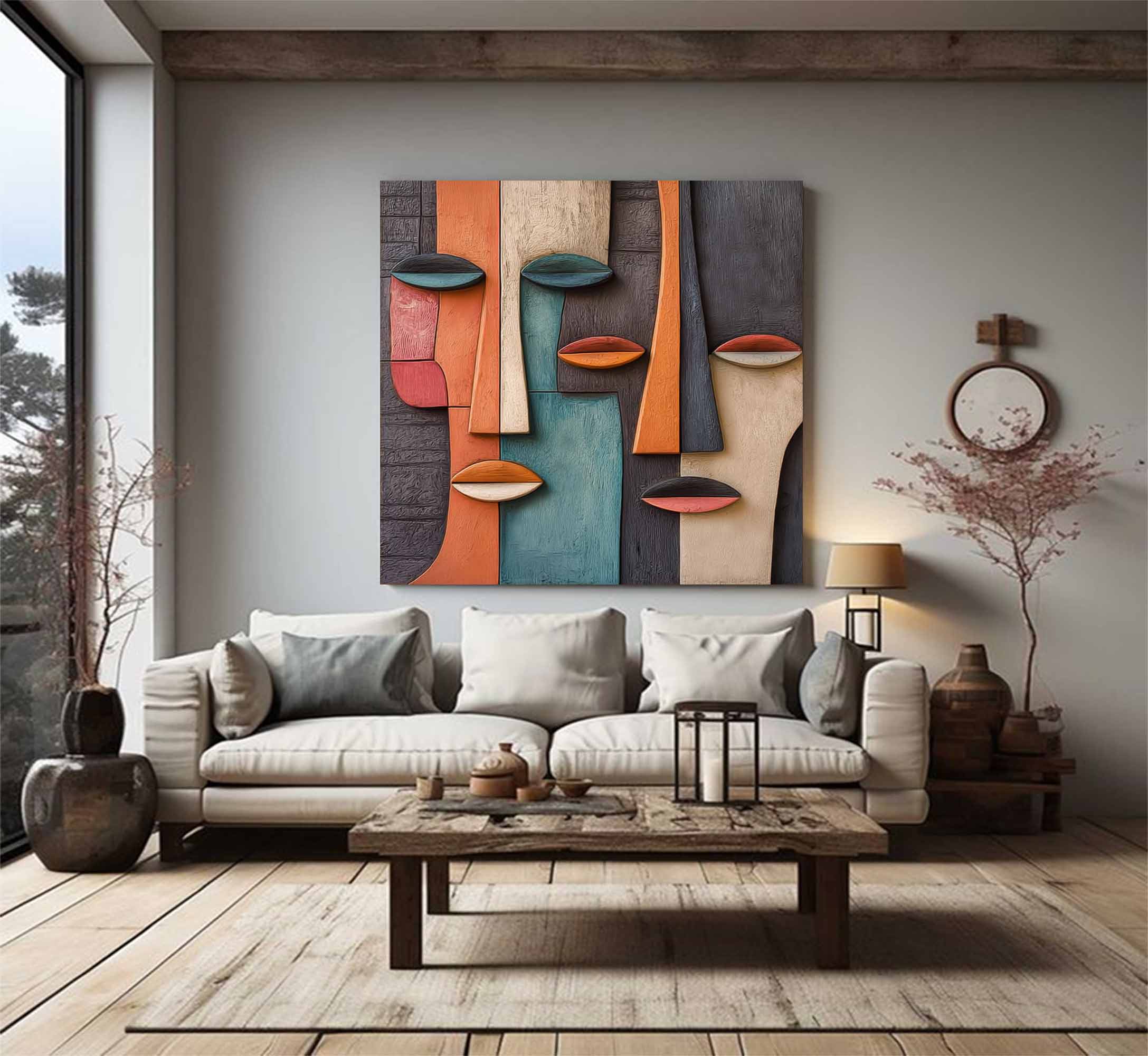 Wood carving wall decor Art Abstract 3D Textured Wall Decor