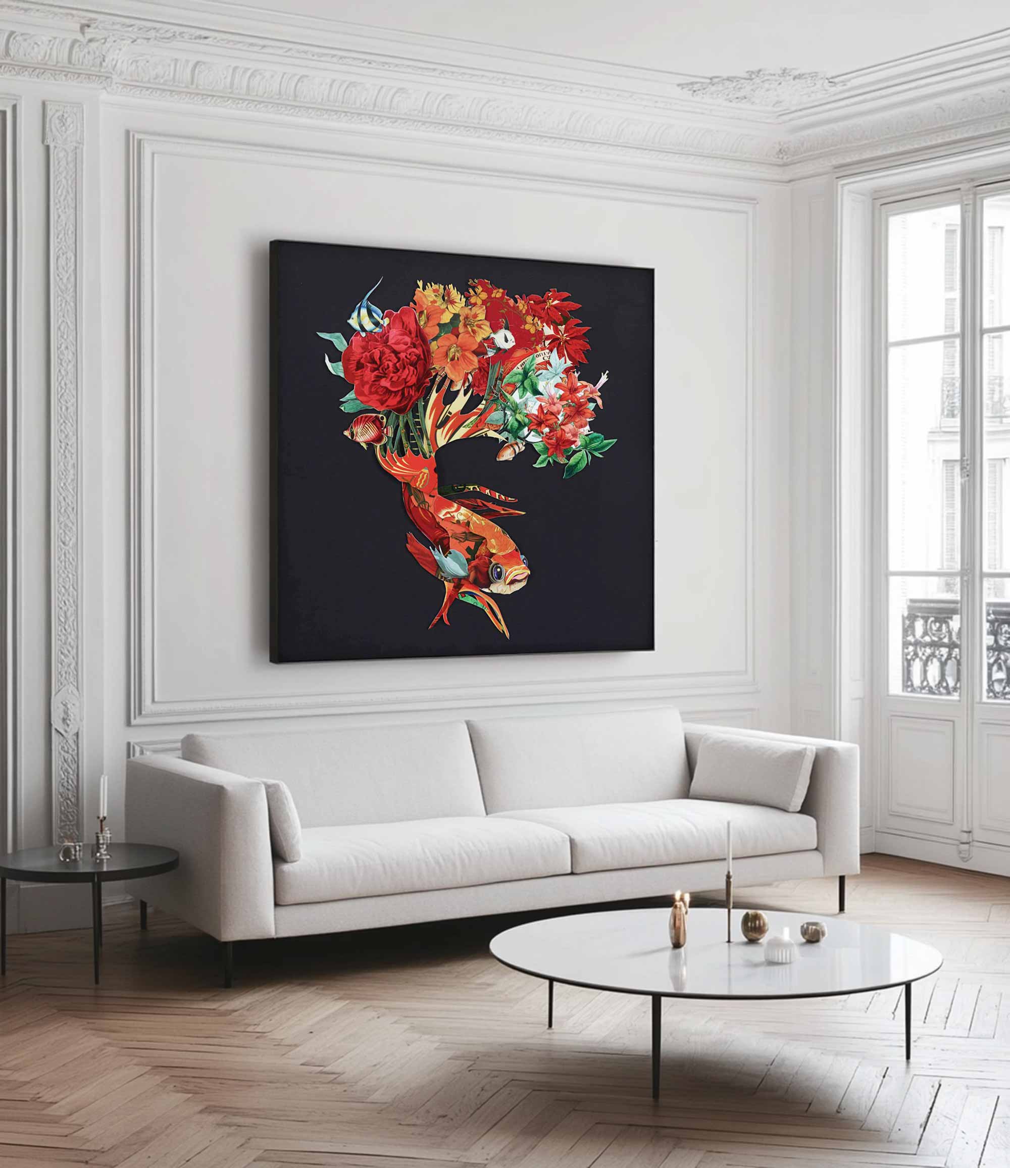 Carp Painting Collage art painting Animal collage art Carp painting