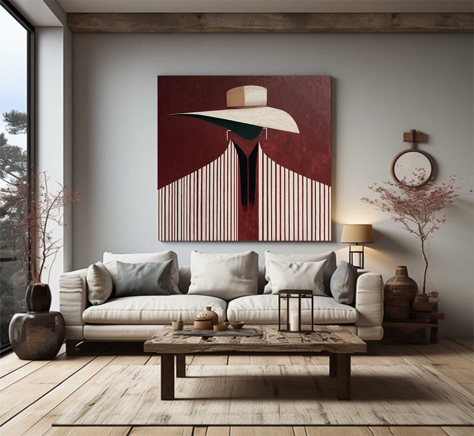 Hand-Painted Minimalist Portrait Art- Urban Chic Figural Oil Paintings