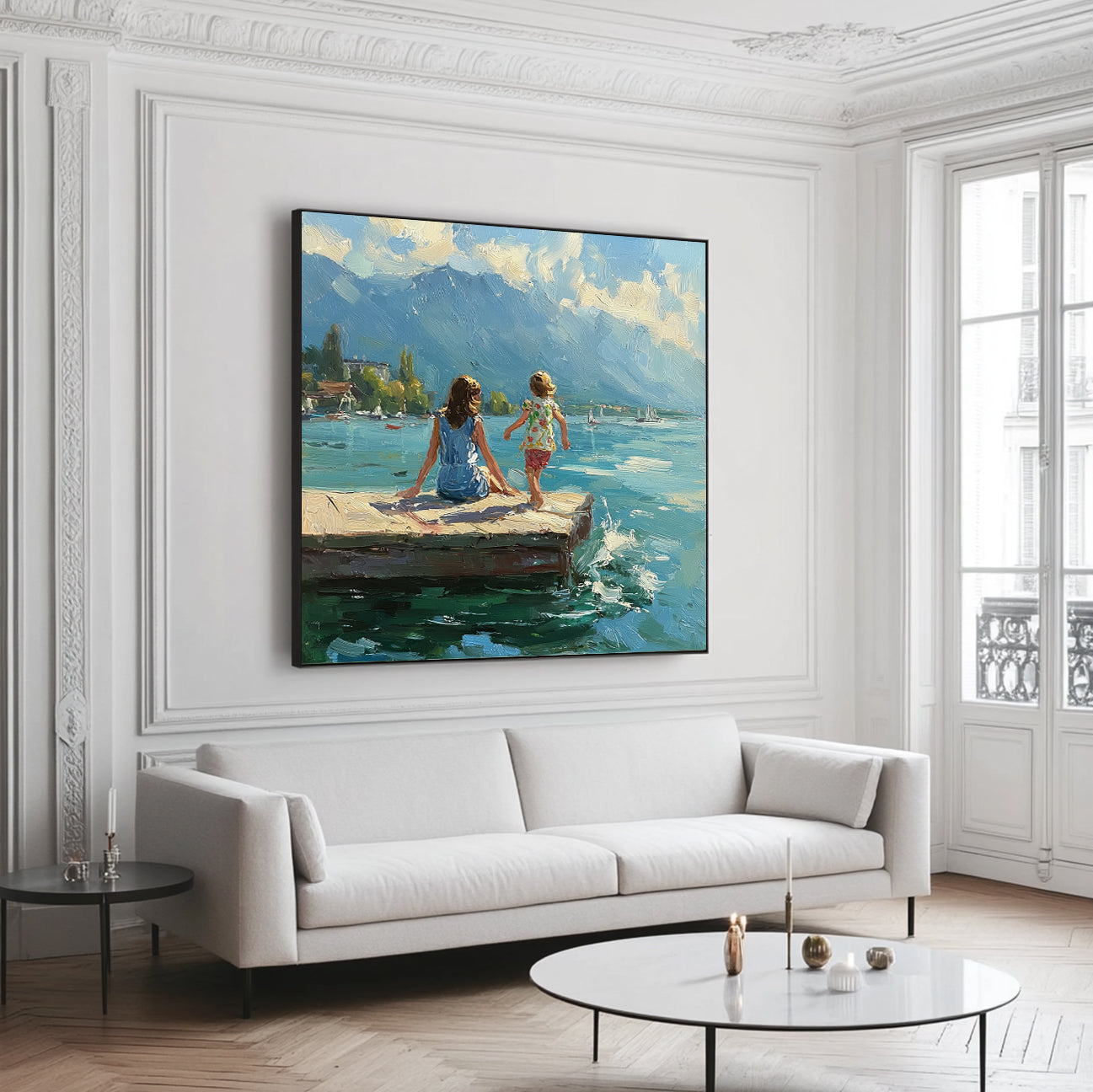 Summer landscape vacation art large Green Hand-painted oil painting