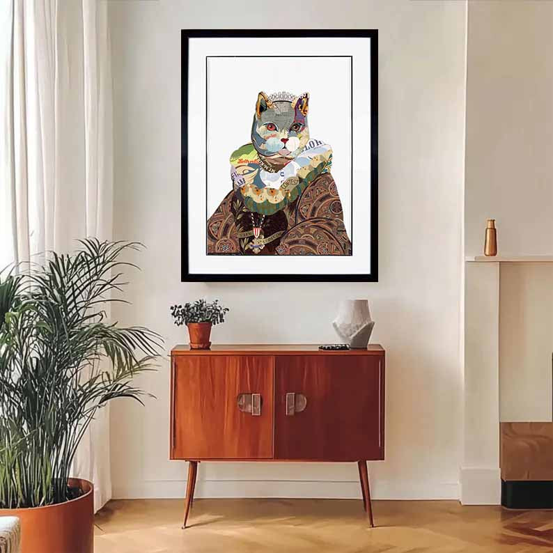 Pet cat portraits regal pet portrait Wall Decor Pet Collage Wall Art