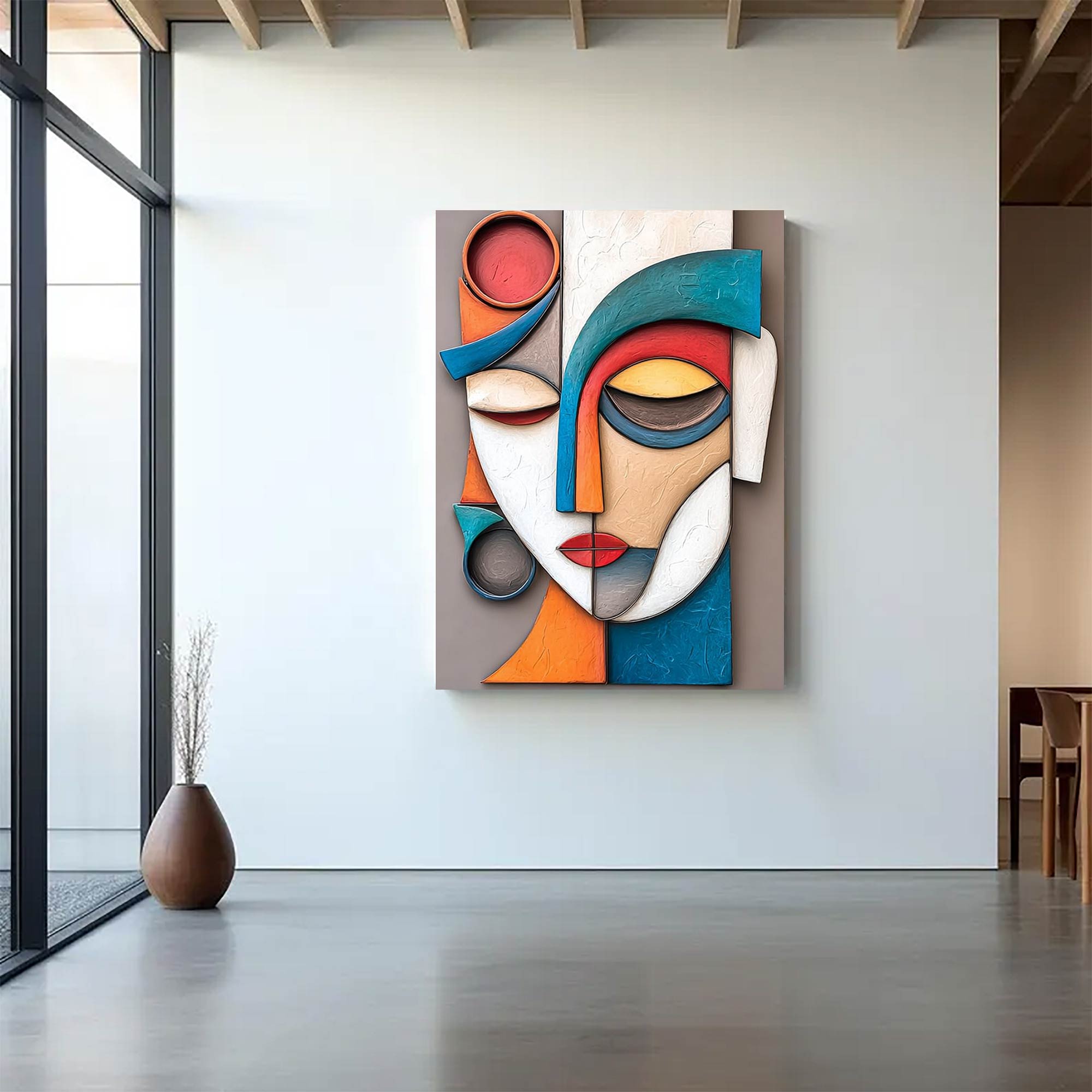 Wood carving wall art Wooden wall decor Art face Sculptured art Painting