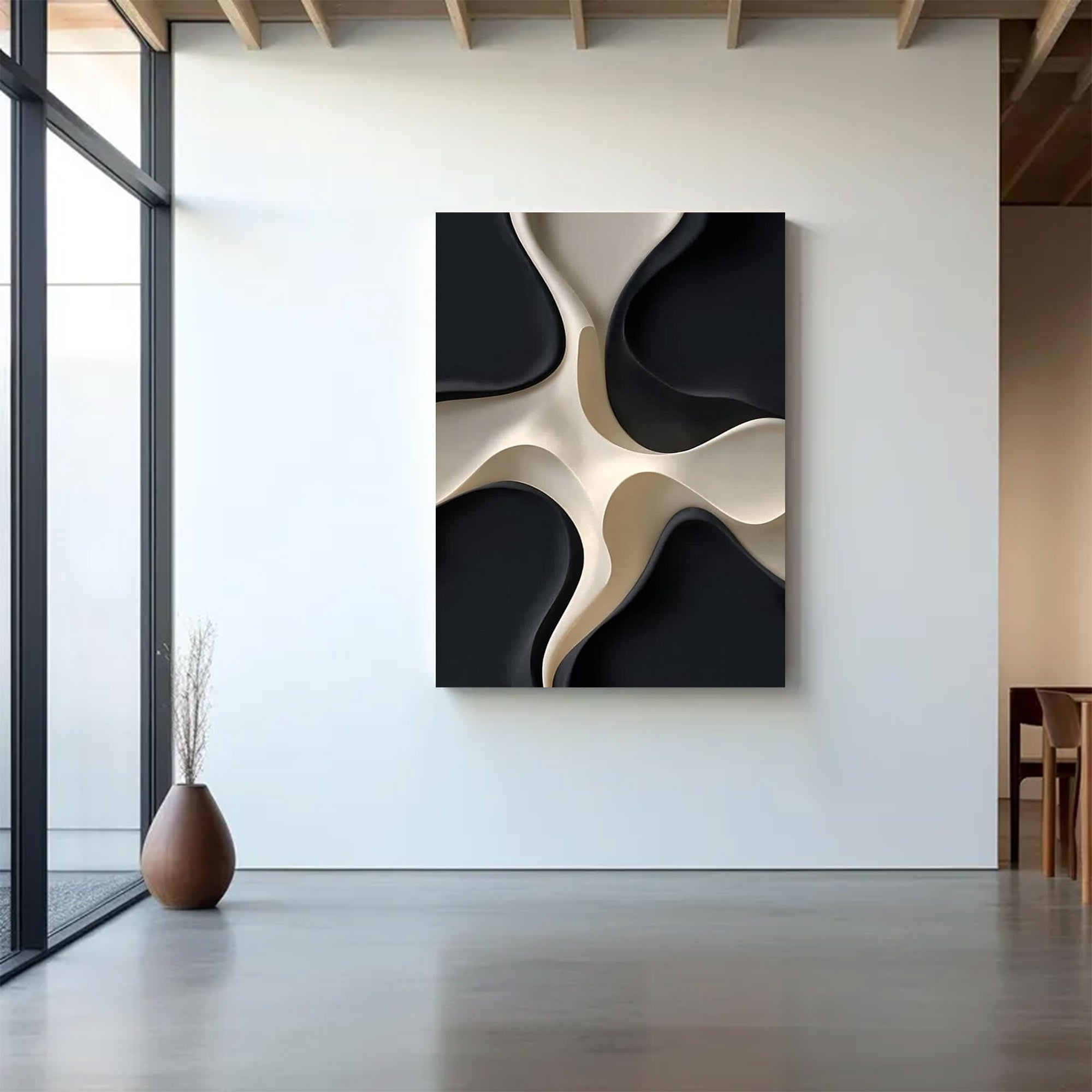 Black and white texture wall decor wood sculpture wall decor painting