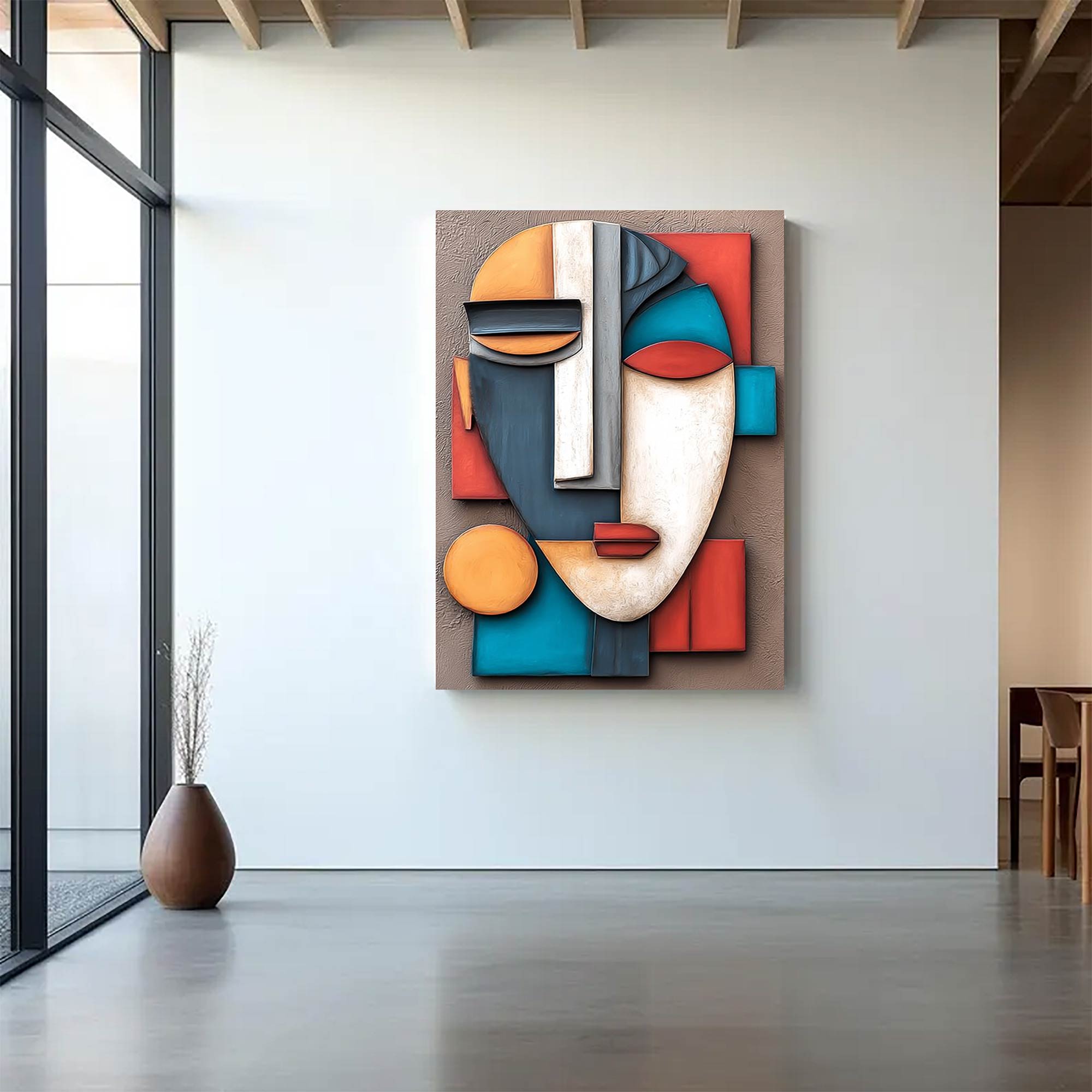 Wood carving wall art face 3D Textured Wall Decor face Sculptured art