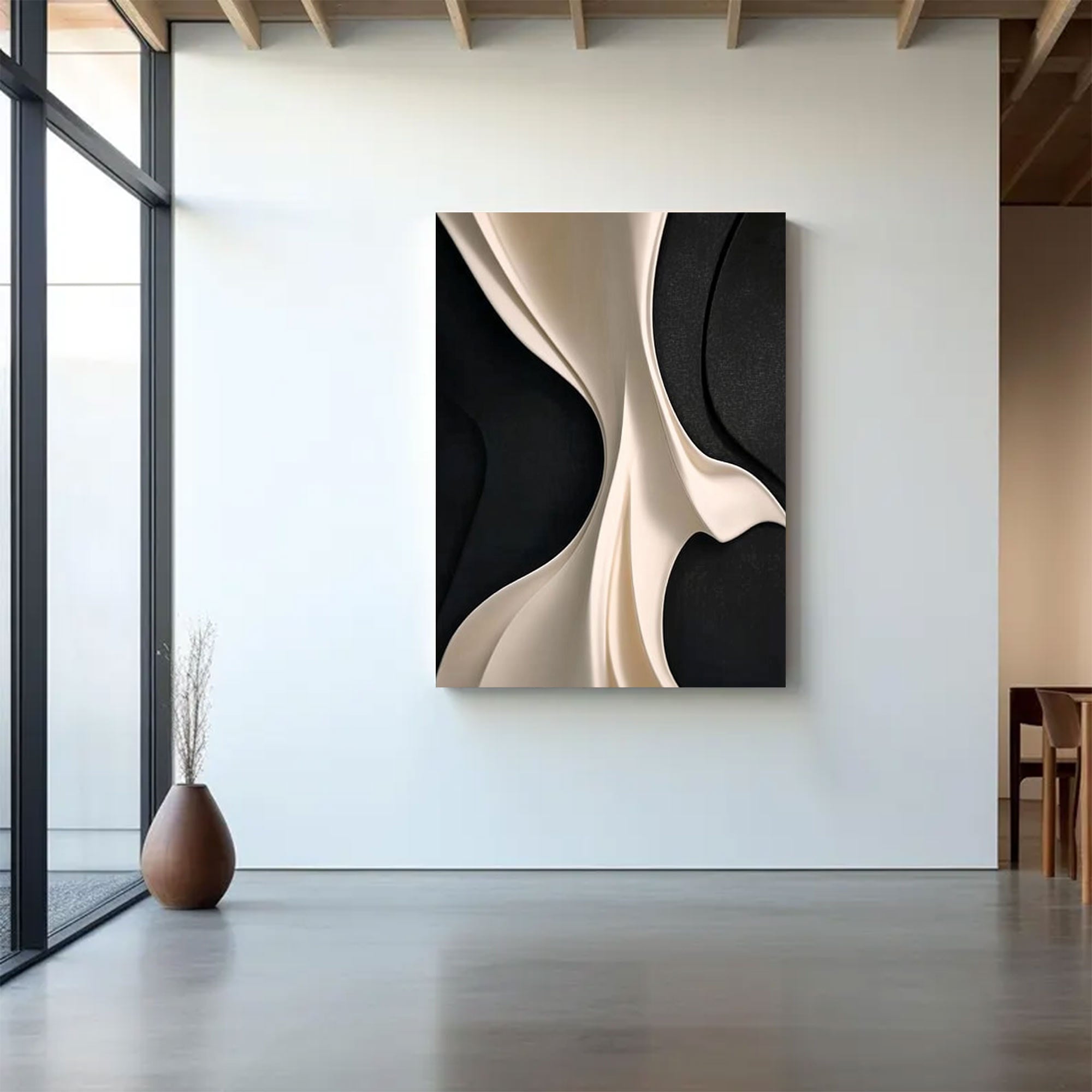 wood sculpture wall art Black and white wood carving texture wall decor