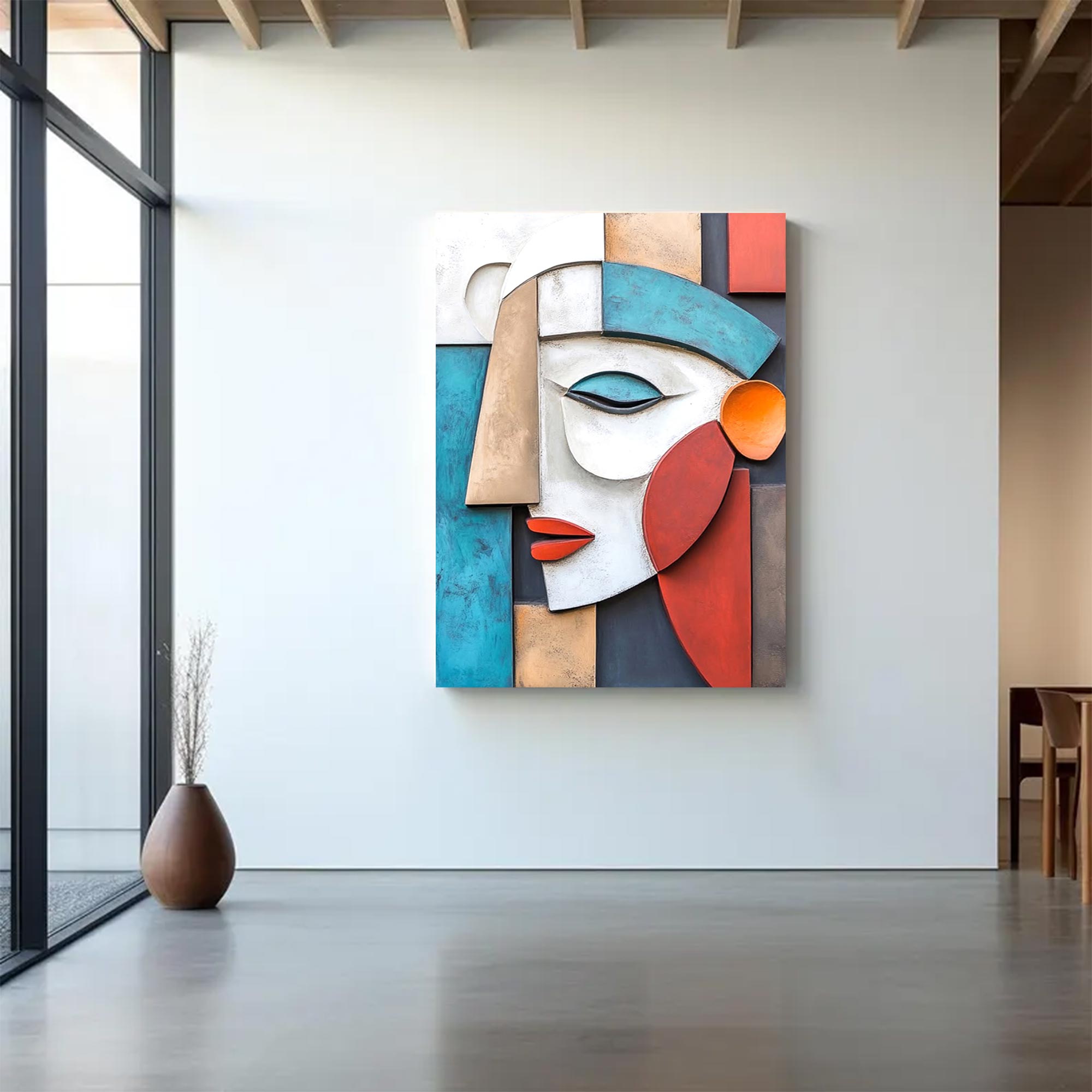 Wood carving wall art Wooden wall decor Art face 3D Textured Wall Decor