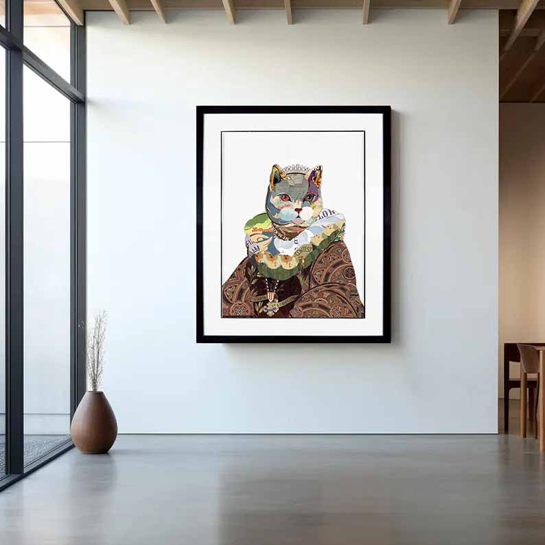 Pet cat portraits regal pet portrait Wall Decor Pet Collage Wall Art
