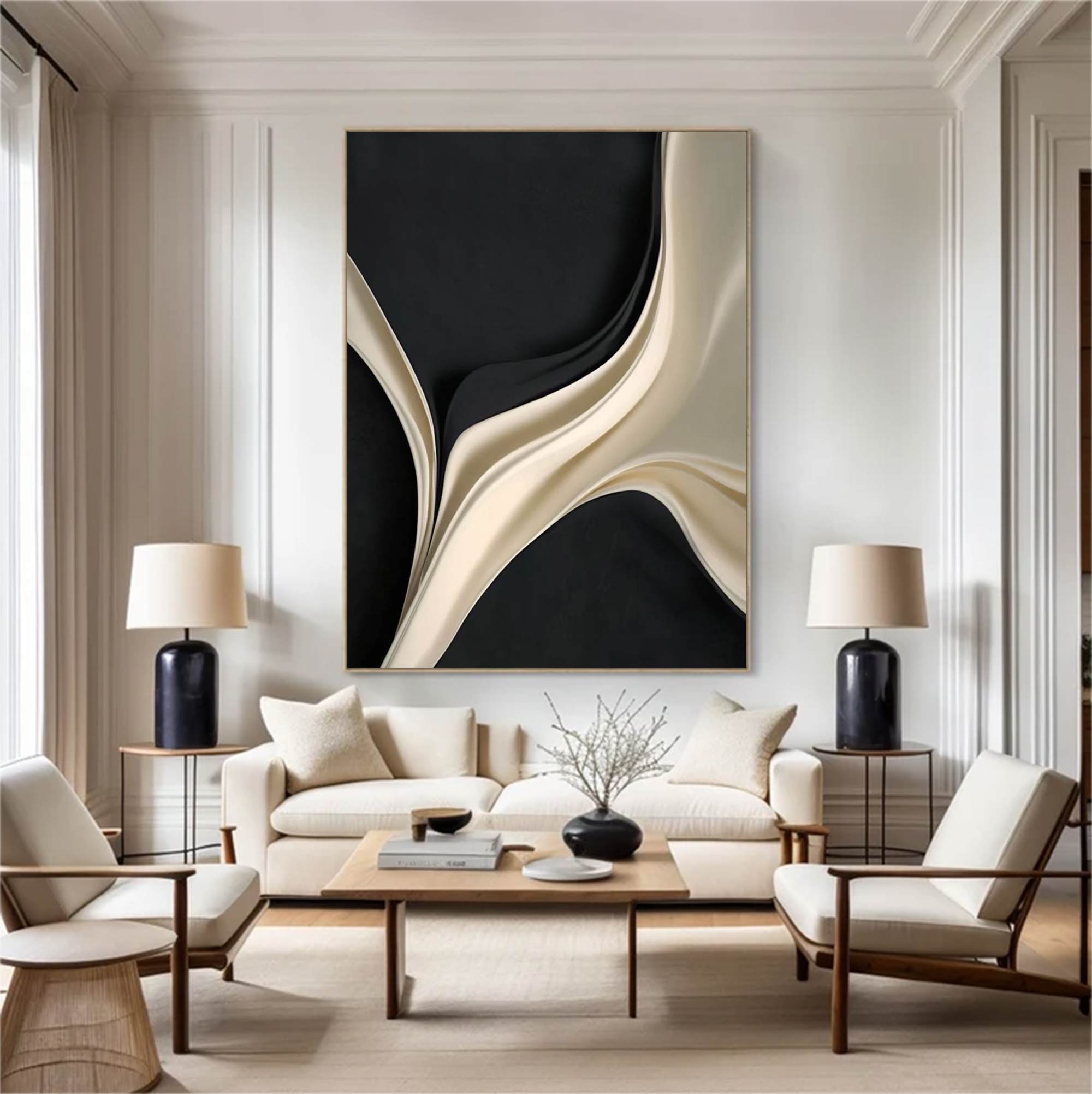 Black and white texture wall decor wood sculpture wall decor painting