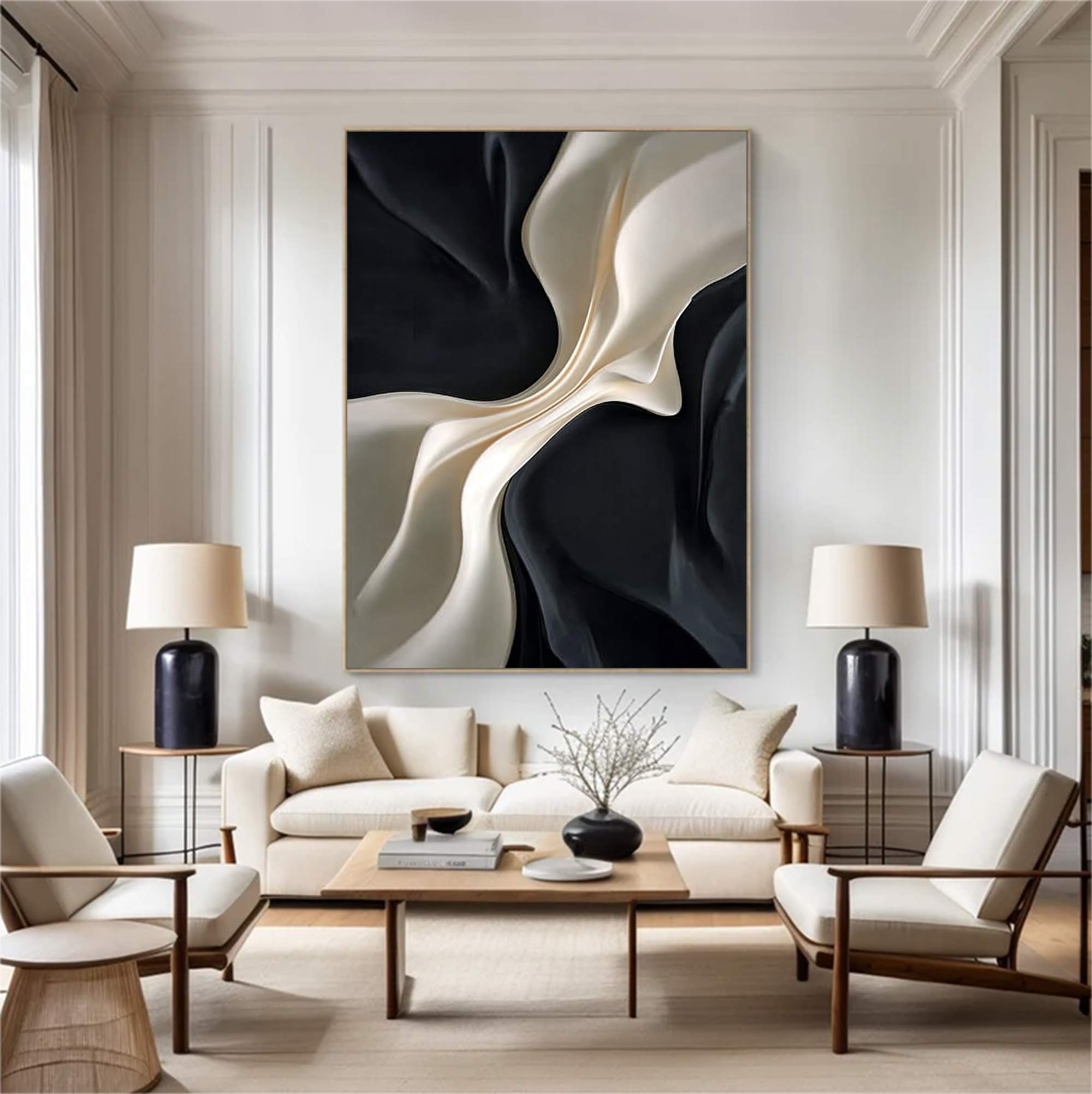 Black and white texture wall decor wood sculpture wall decor painting