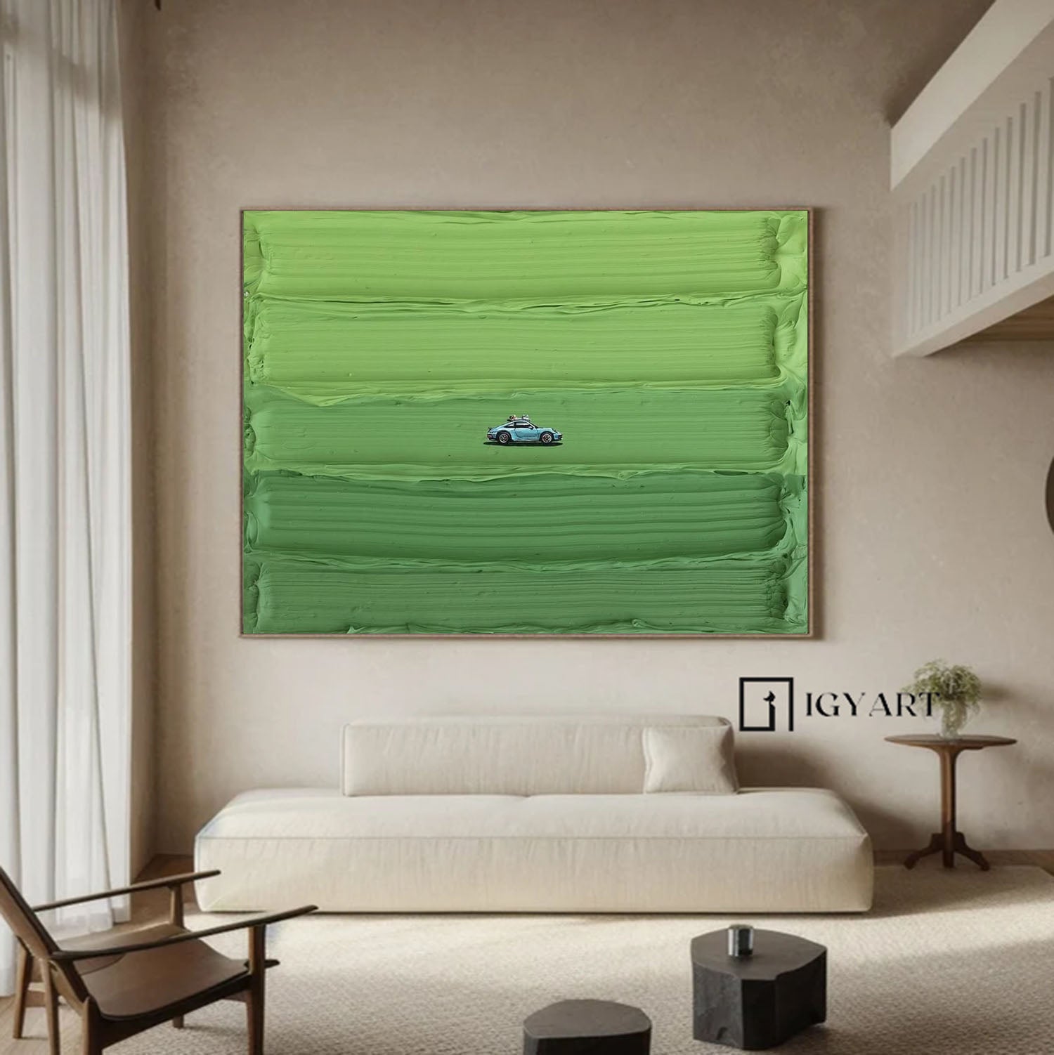 Large Green Textured Painting on Canvas Green Sports Oil Painting Green abstract art Green Minimalist Wall Art