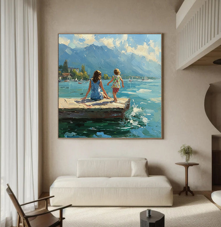 Summer landscape vacation art large Green Hand-painted oil painting