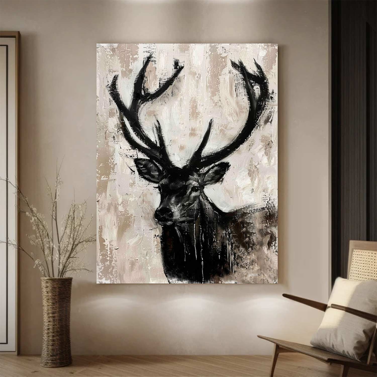 Deer Abstract Painting Deer Wall Art Animal Paintings Deer Canvas Wall Art