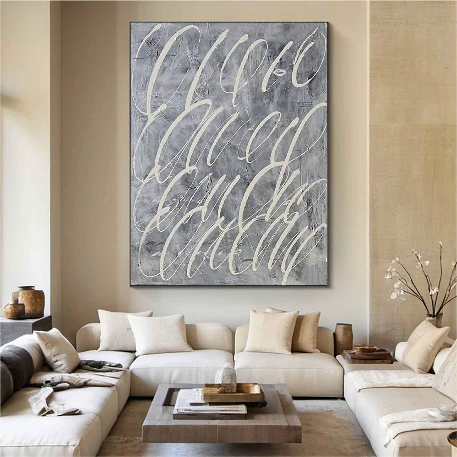 Large Blue Wall Art Blue Minimalist Abstract Painting Light Blue Abstract Art