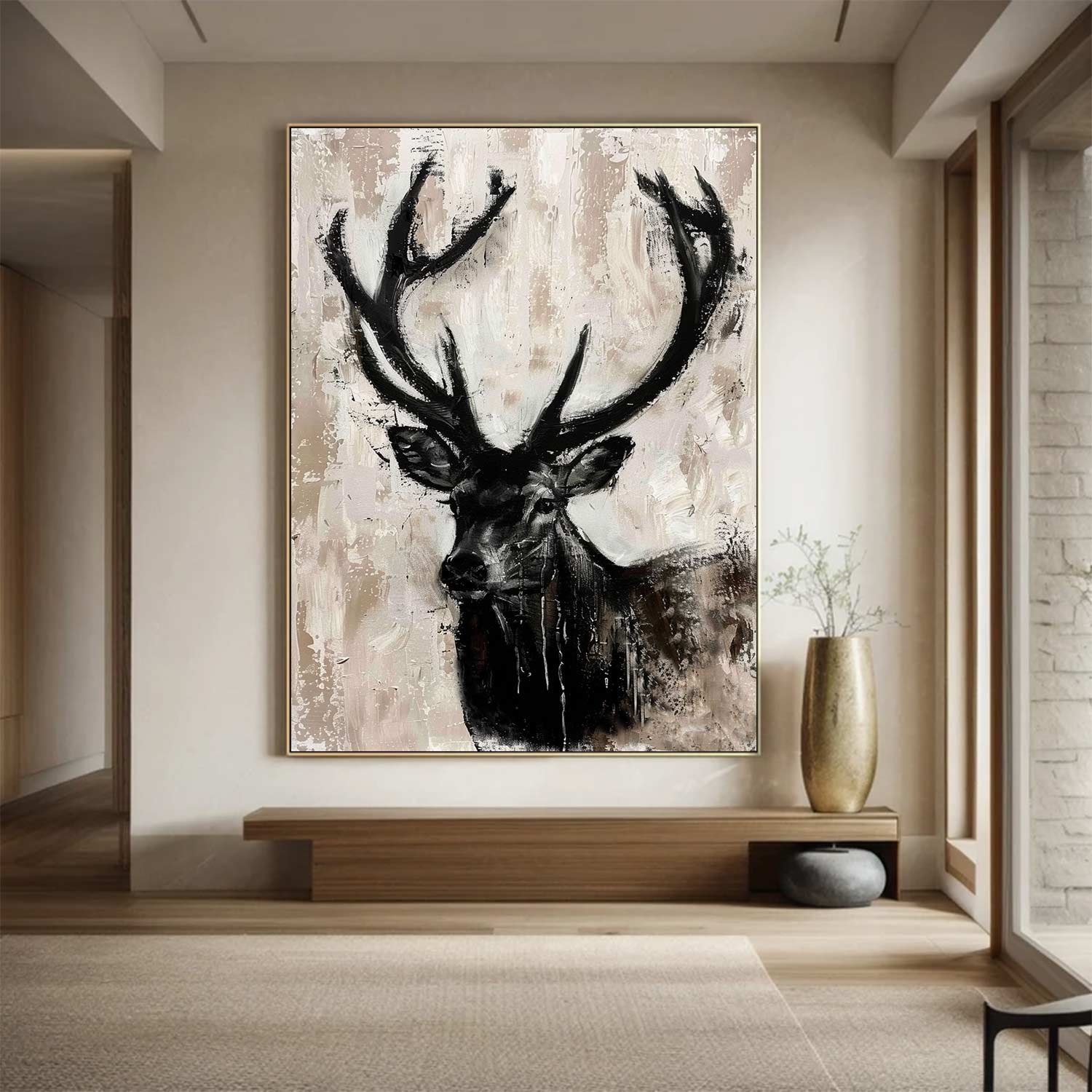 Deer Abstract Painting Deer Wall Art Animal Paintings Deer Canvas Wall Art