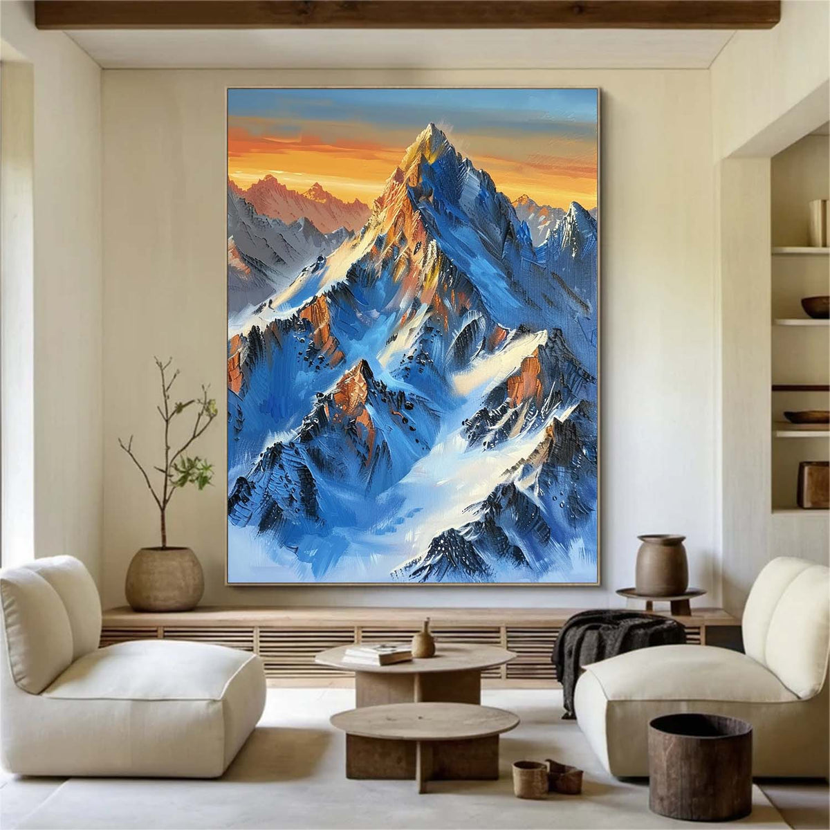 Snow mount paintings blue Snow mountains artwork Snow mountain painting ...