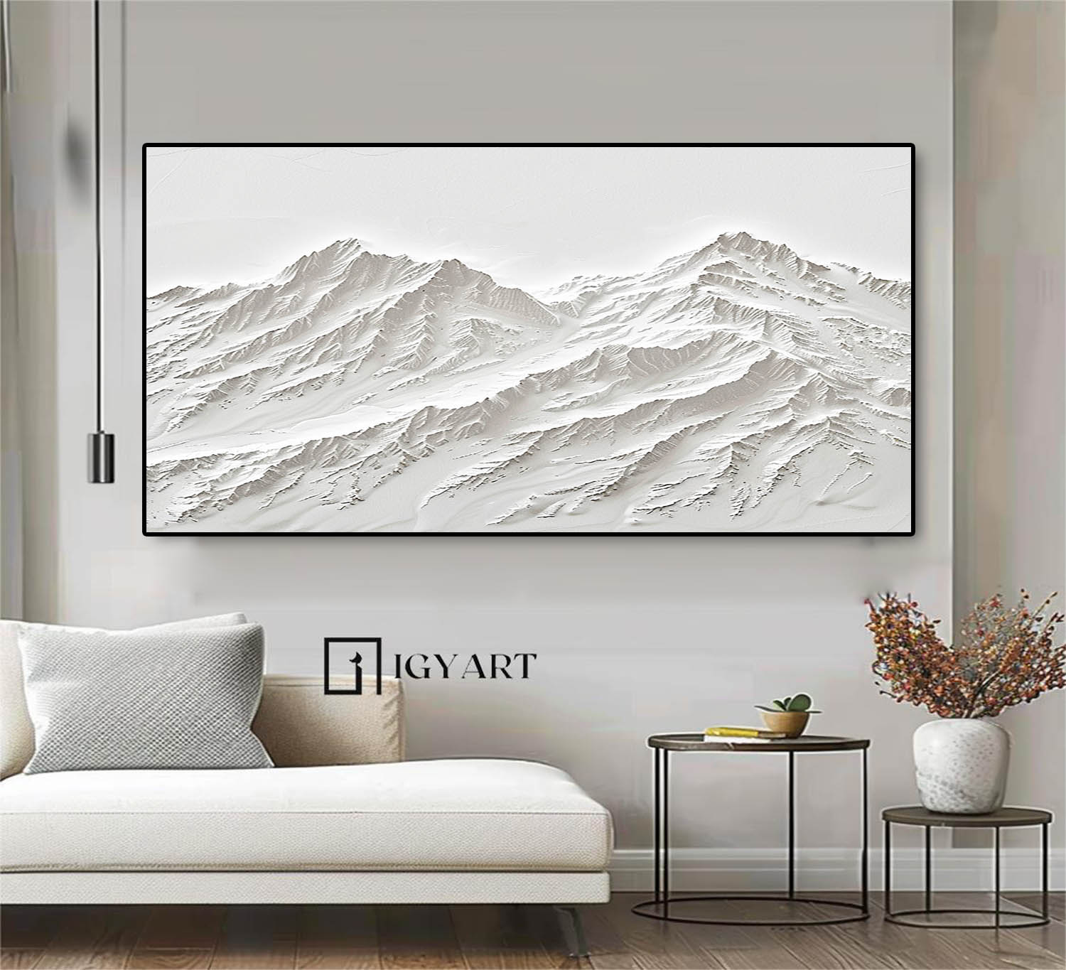 Large White Snow Mountain Painting White Snow Mountain Canvas Art white textured wall art