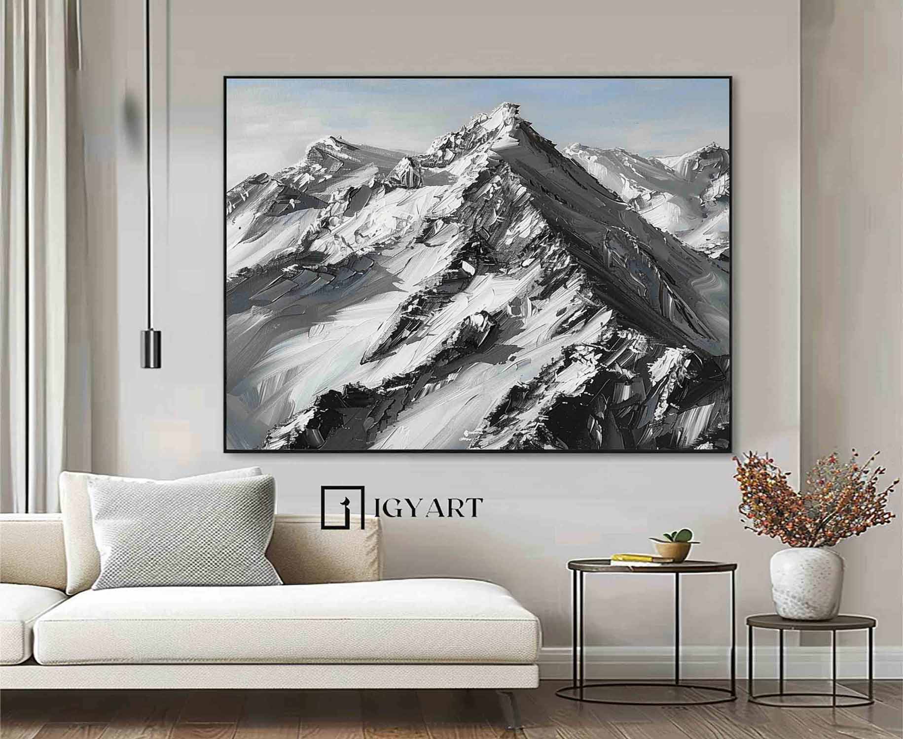 Large Mountain Landscape Oil Painting for Living Room Abstract Snow Mountain Oil Painting