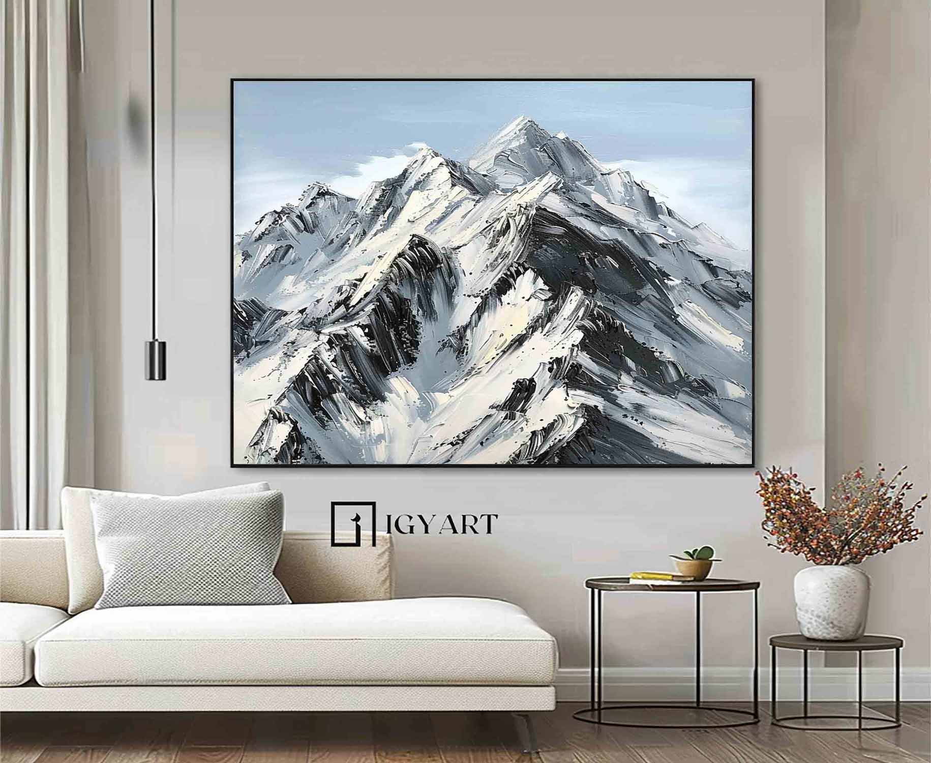 Large Mountain Landscape Oil Painting for Living Room Abstract Snow Mountain Oil Painting