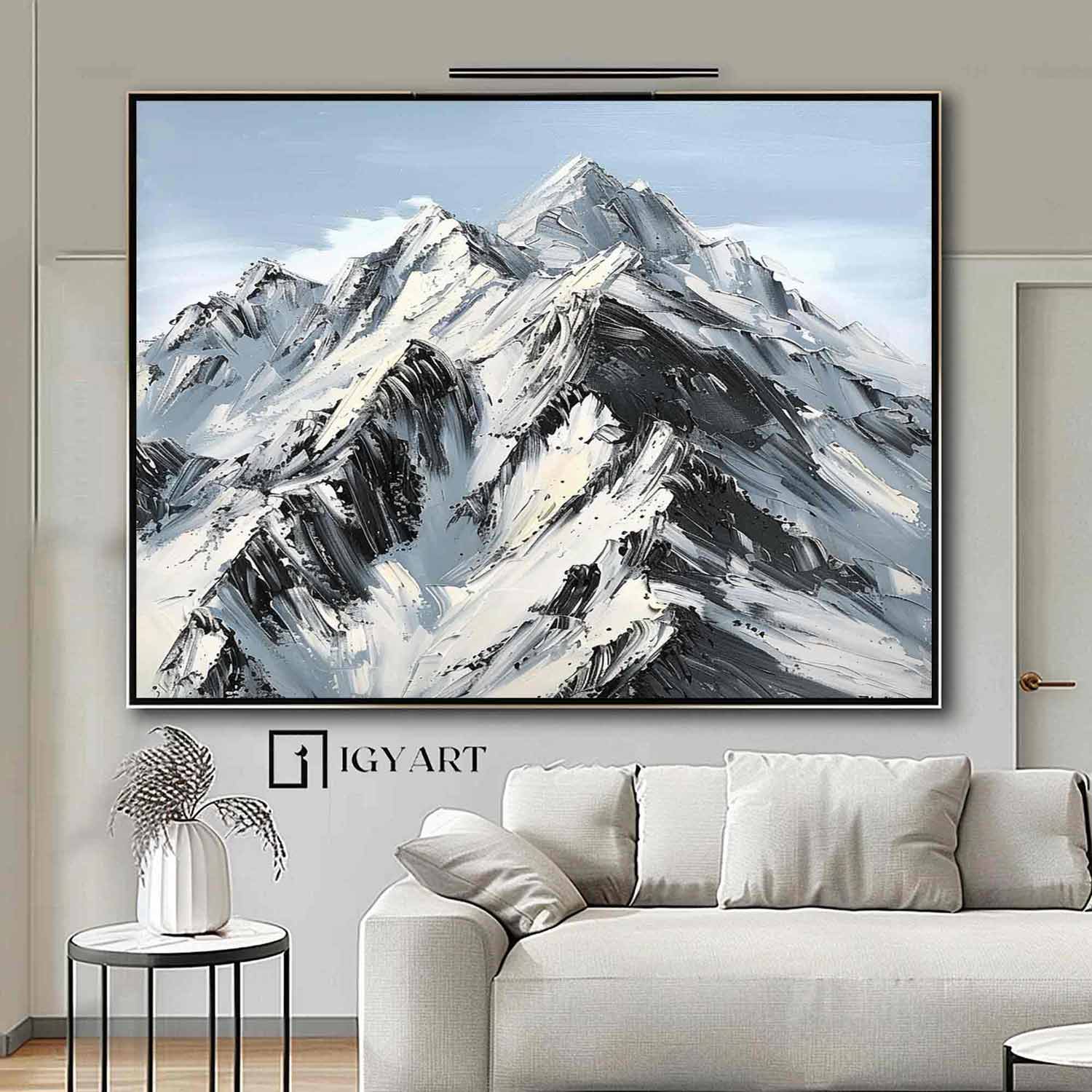 Large Mountain Landscape Oil Painting for Living Room Abstract Snow Mountain Oil Painting