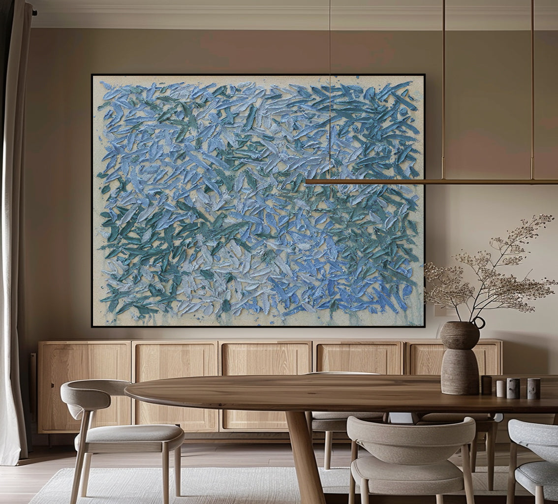 Blue textured wall art Large Blue abstract painting Blue wall art