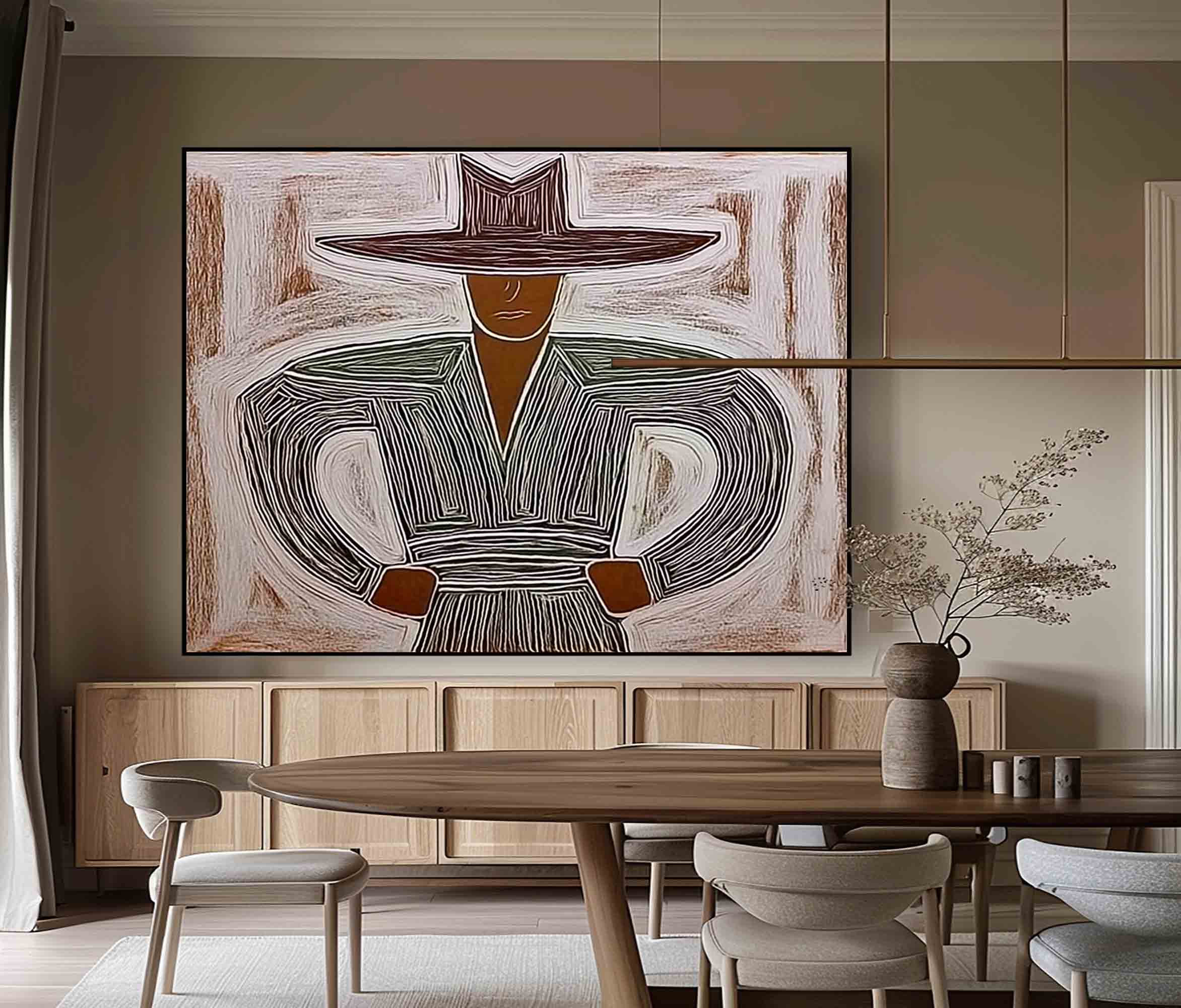 Abstract cowboy wall art Boho western abstract art modern cowboy art