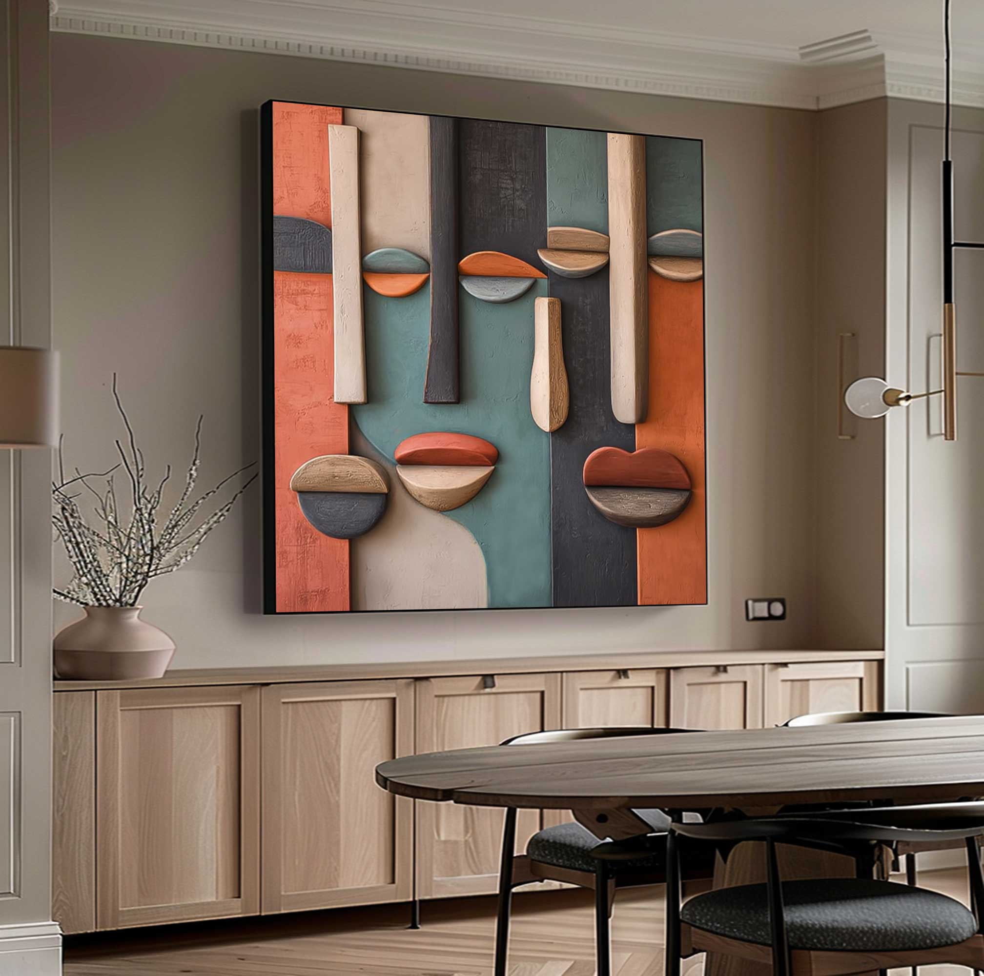 Face Sculptured art Painting Wood carving wall art Abstract painting