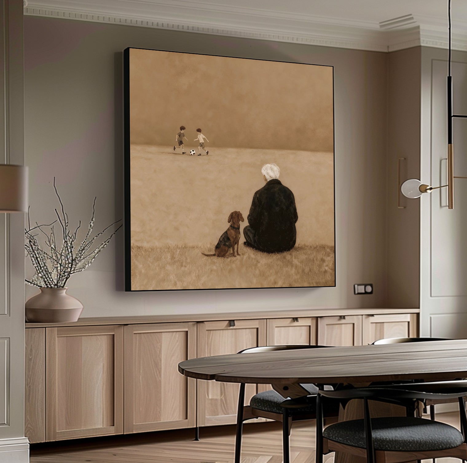 Nostalgic Senior & Pet Companion Wall Decor for Home Living Room