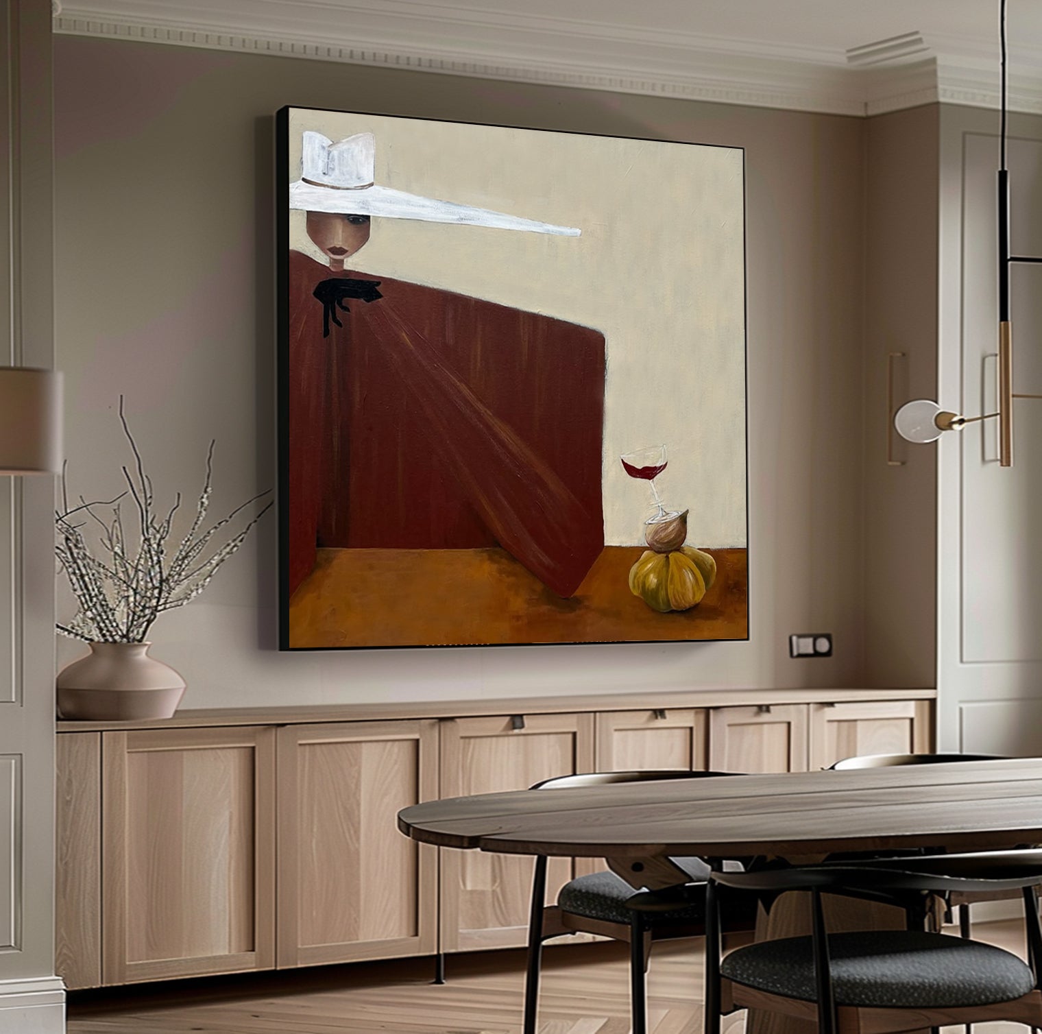 Modern Abstract Lady Wall Art Mid-century Modern Figure Painting