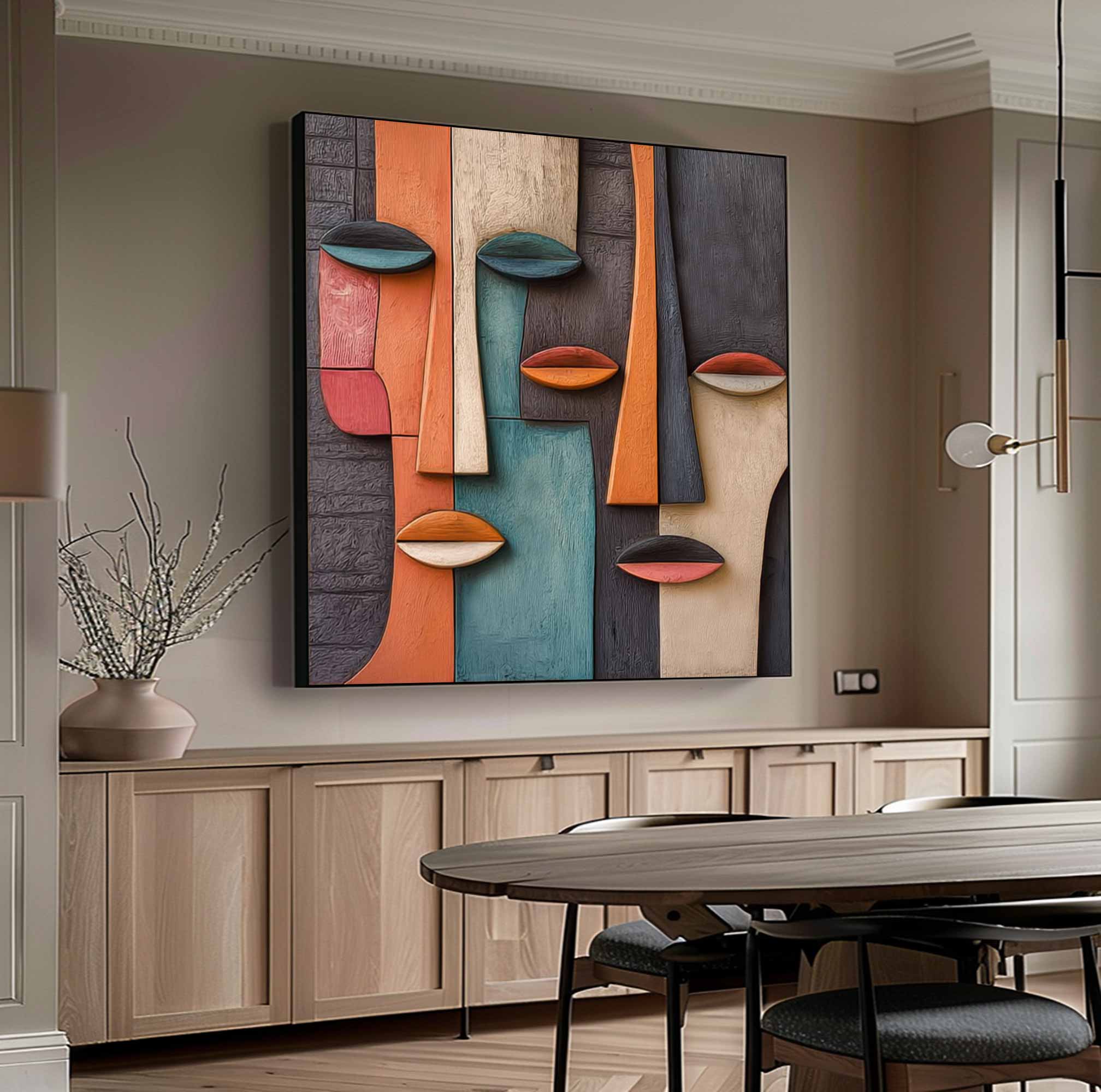 Wood carving wall decor Art Abstract 3D Textured Wall Decor