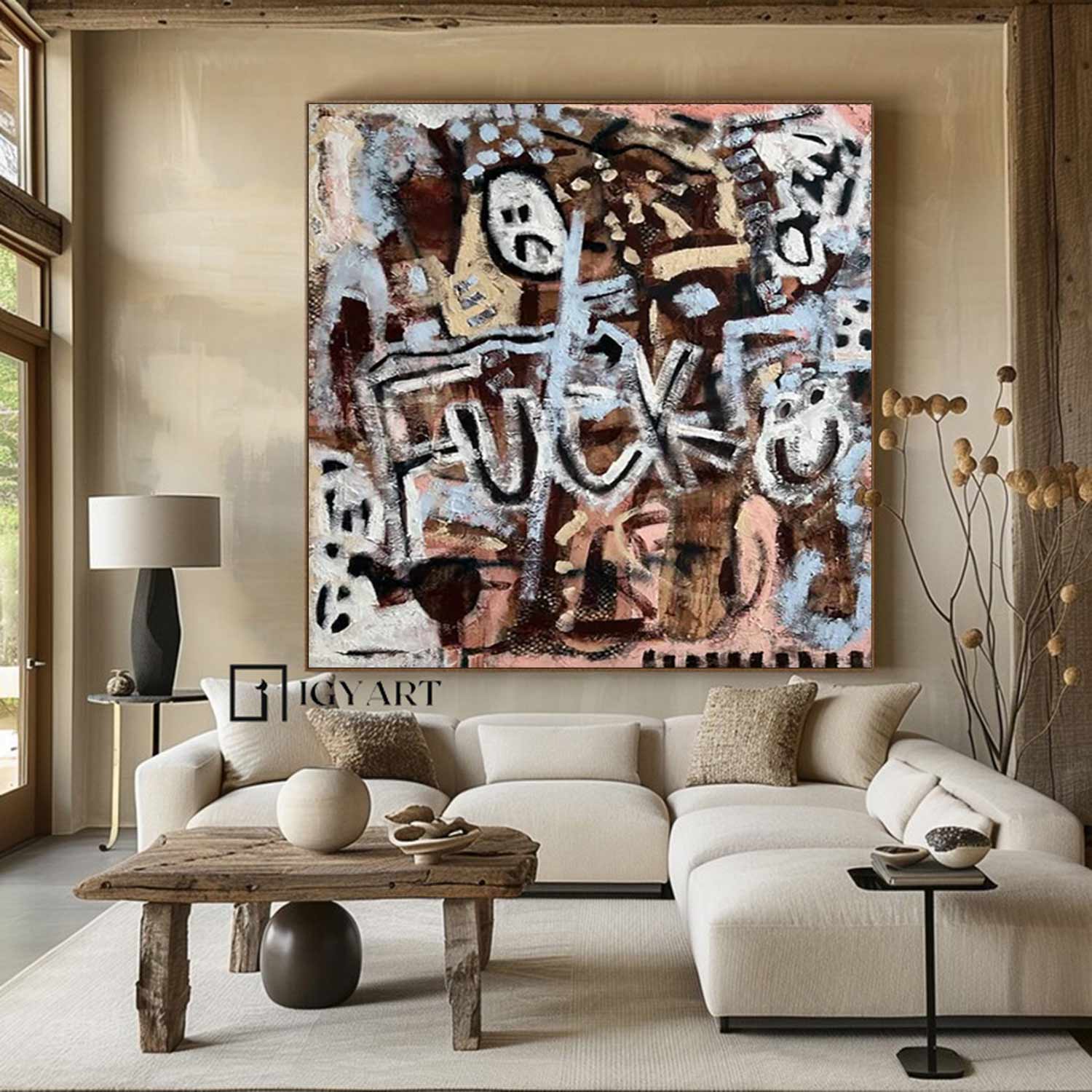 Brown abstract painting street graffiti art painting graffiti-style painting