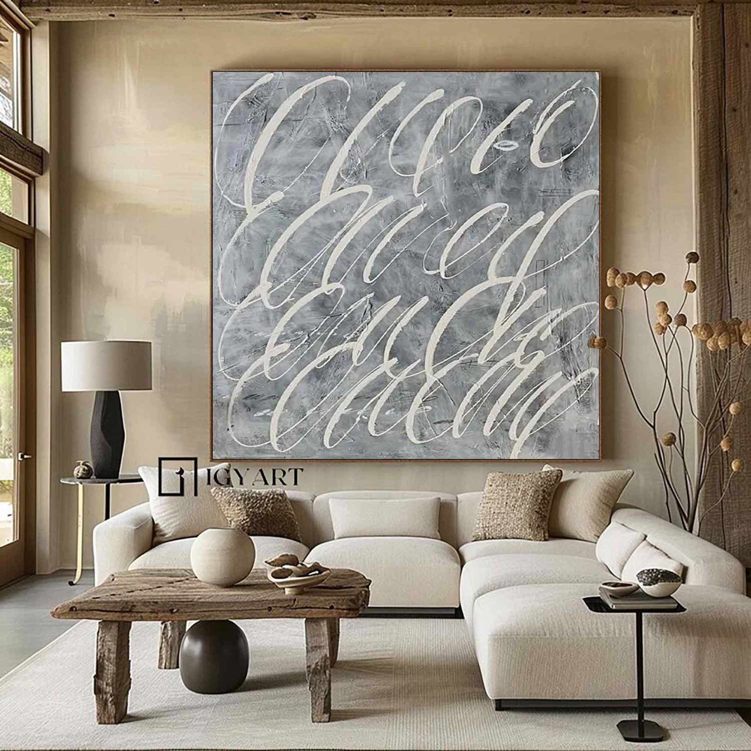 Large Blue White abstract painting Blue White Canvas Art Blue Abstract Art Contemporary Art
