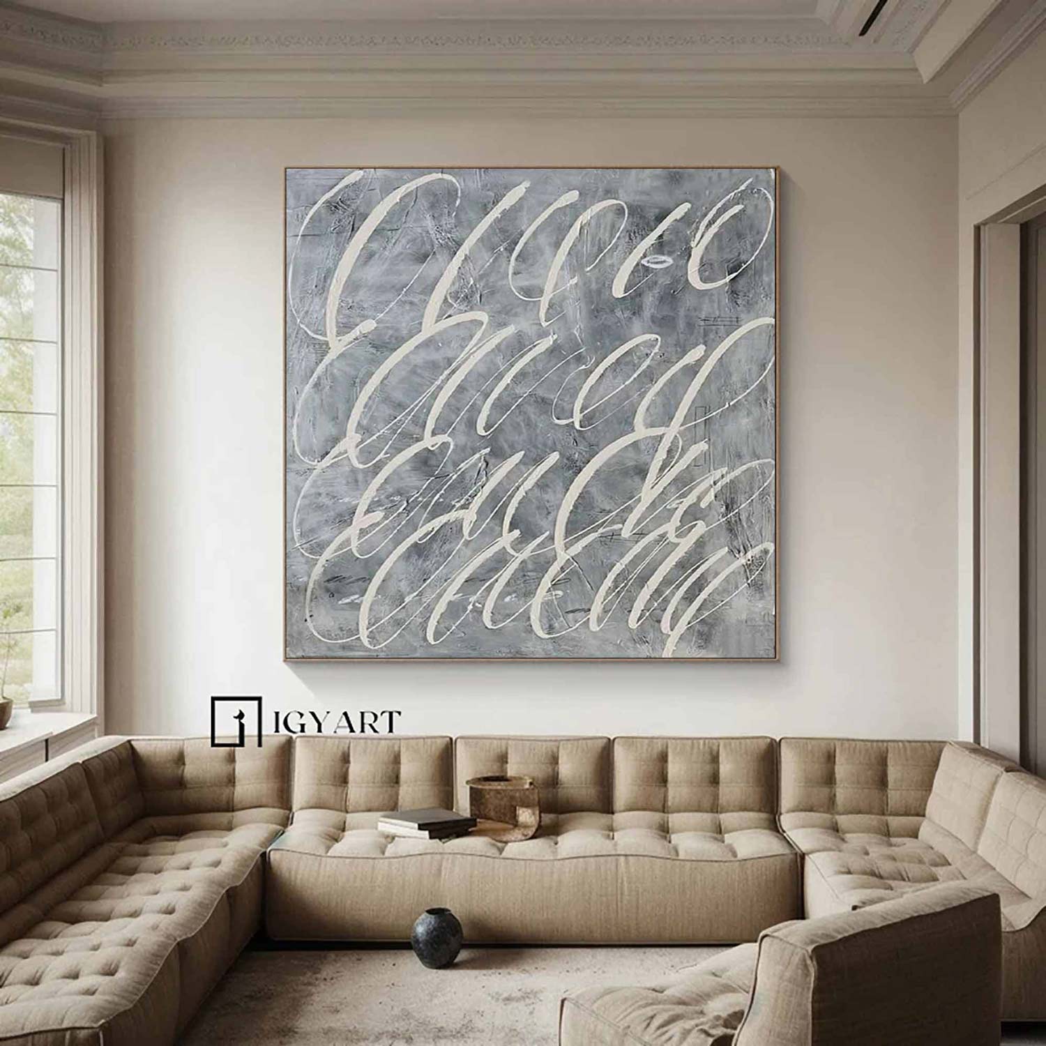 Large Blue White abstract painting Blue White Canvas Art Blue Abstract Art Contemporary Art
