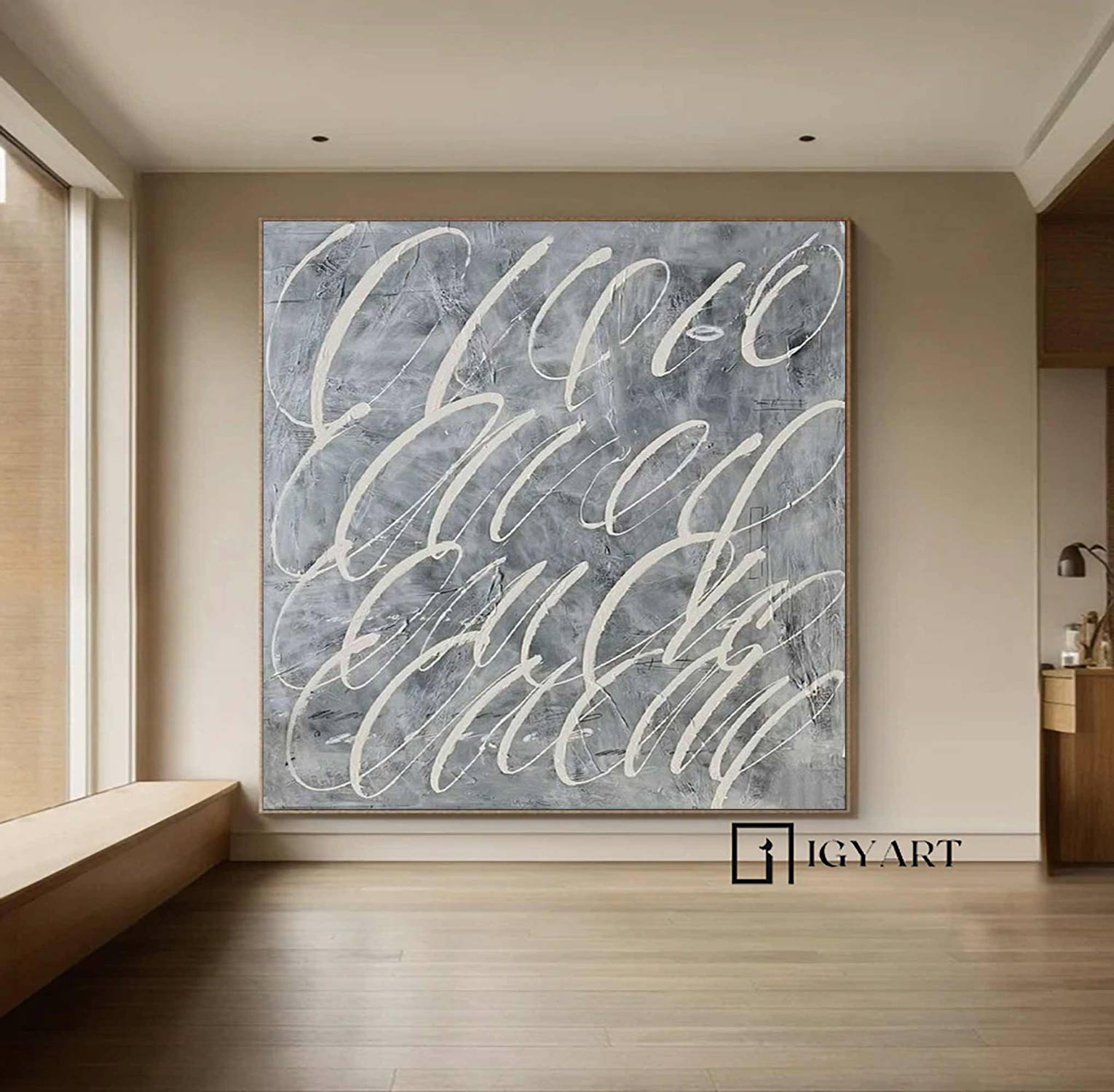 Large Blue White abstract painting Blue White Canvas Art Blue Abstract Art Contemporary Art