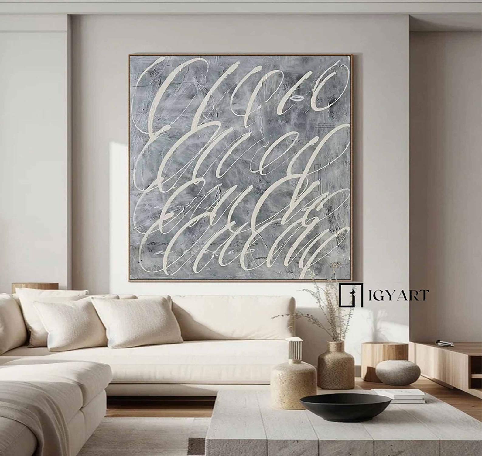 Large Blue White abstract painting Blue White Canvas Art Blue Abstract Art Contemporary Art