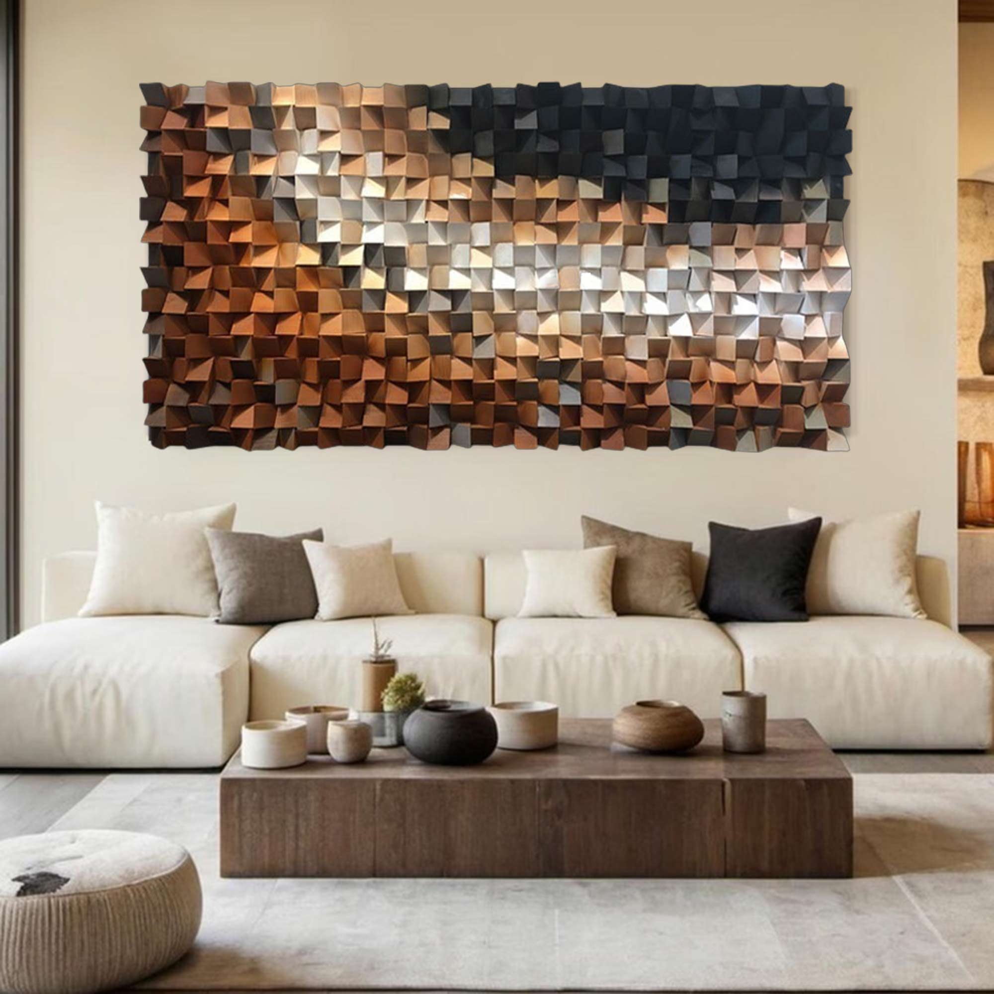 wood texture wall decor Geometric Wood Art Textured Wall Sculpture art