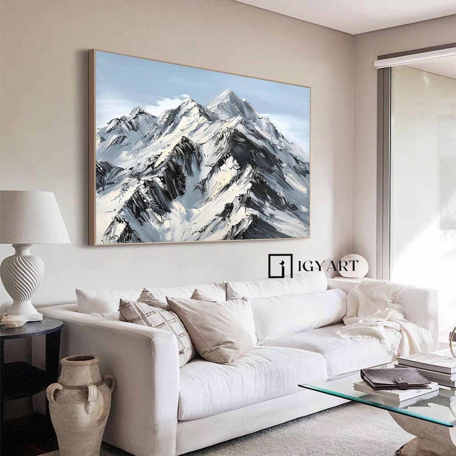 Large Mountain Landscape Oil Painting for Living Room Abstract Snow Mountain Oil Painting
